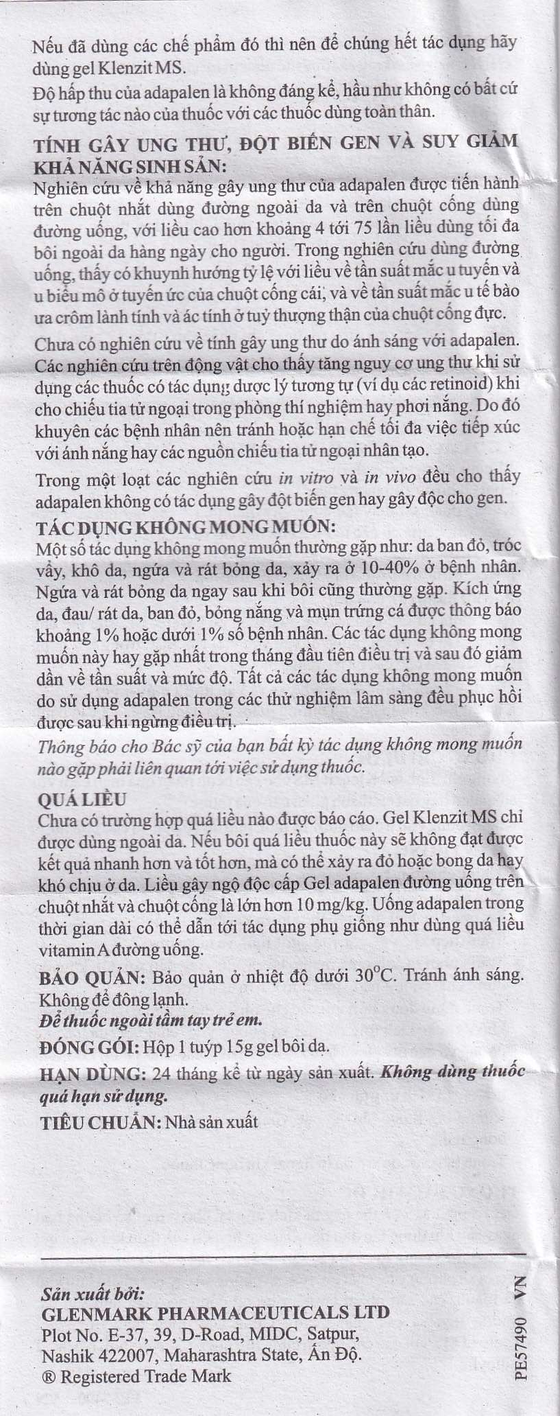 Hình ảnh Gel bôi da Klenzit MS điều trị mụn trứng cá (15g)