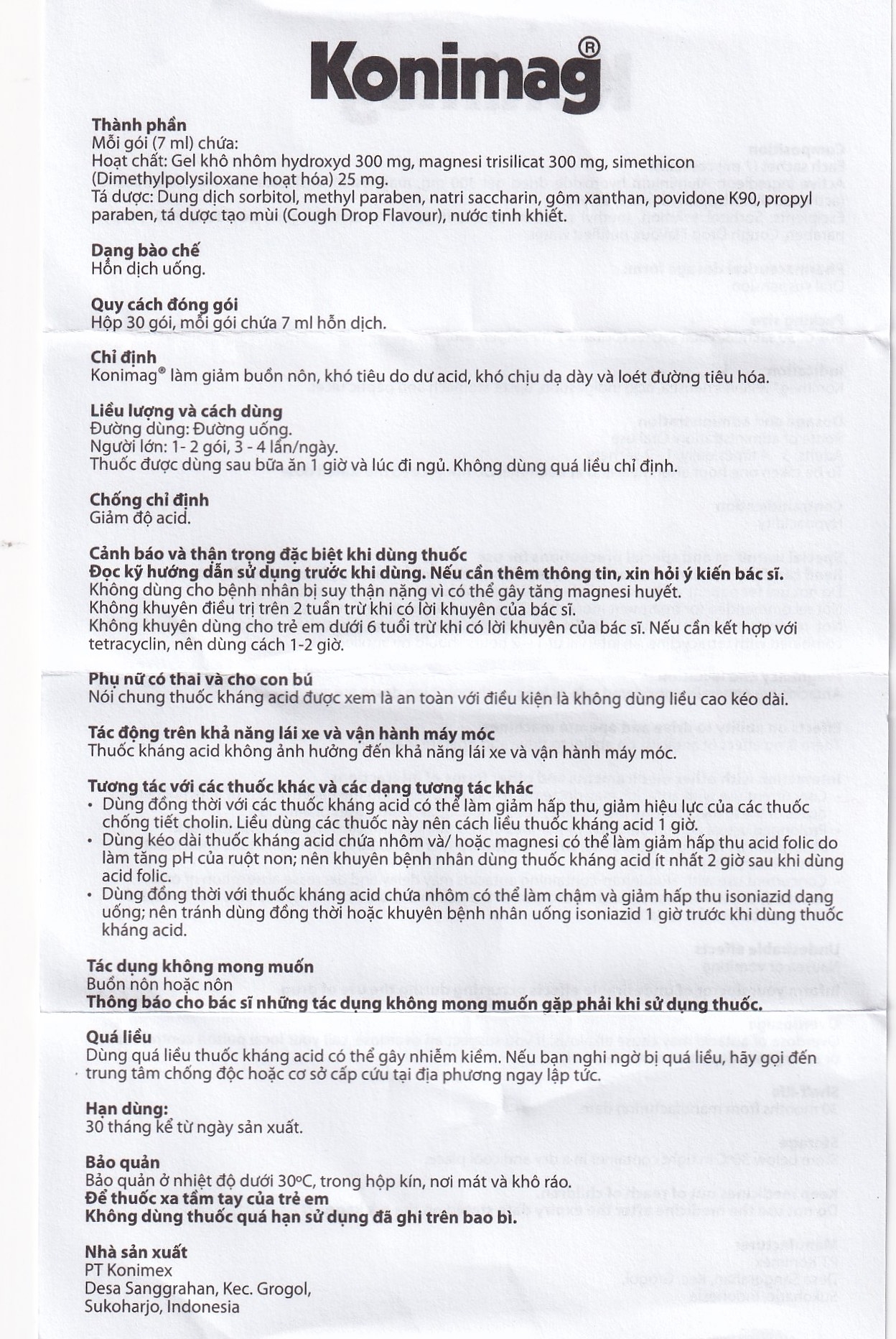 Hình ảnh Hỗn dịch uống Konimag PT Konimex giảm buồn nôn, khó tiêu, loét đường tiêu hóa (30 gói x 7ml)