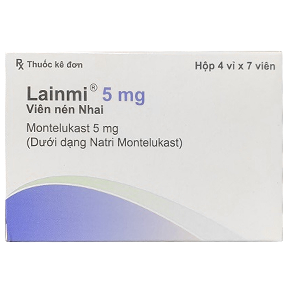 Hình ảnh Viên nhai Lainmi 5mg Lesvi điều trị hen (4 vỉ x 7 viên)
