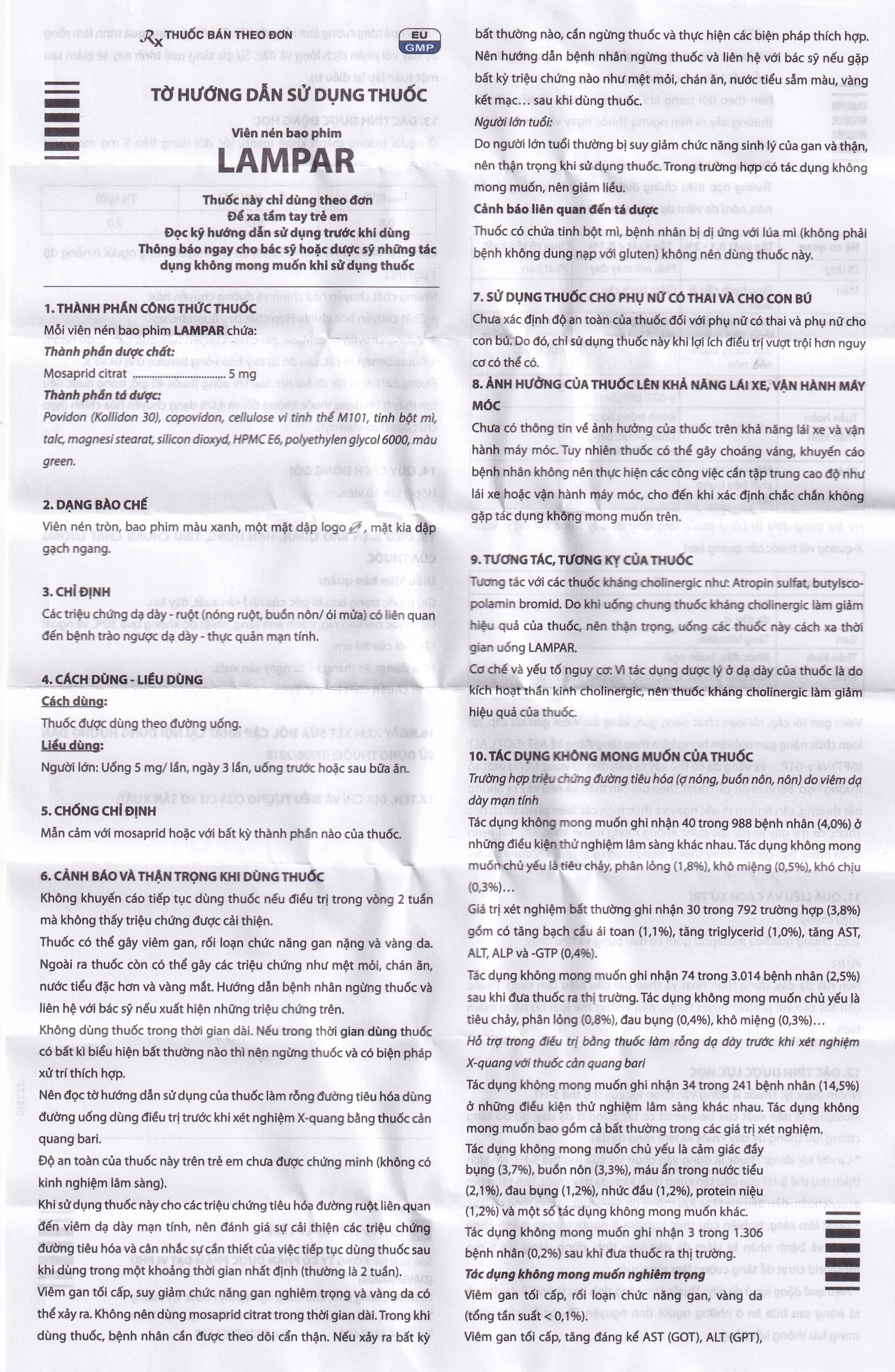 Hình ảnh Viên nén Lampar 5mg DaviPharm điều trị bệnh trào ngược dạ dày - thực quản mạn tính (6 vỉ x 10 viên)