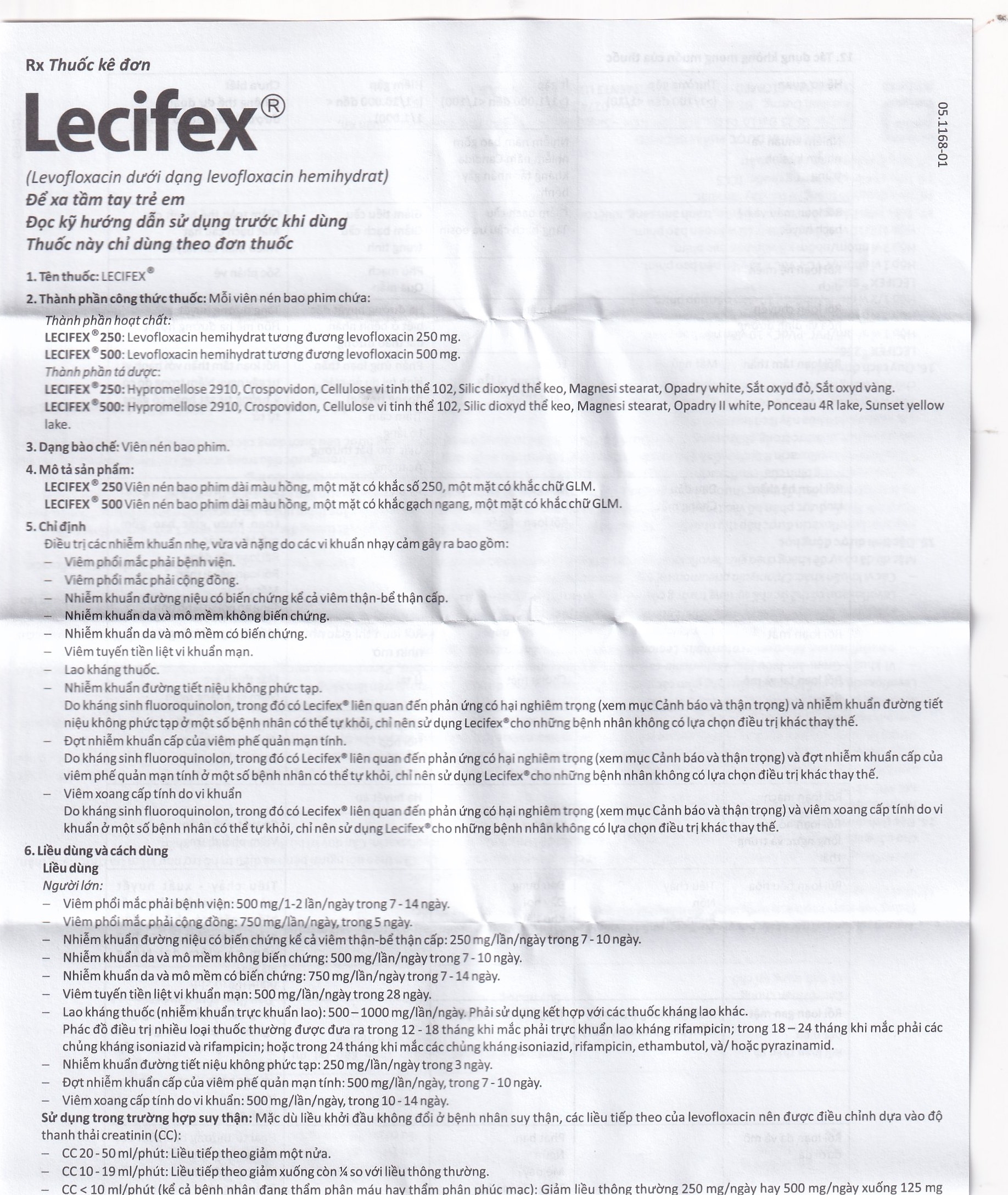 Hình ảnh Thuốc Lecifex 500mg Abbott điều trị nhiễm khuẩn nhẹ, vừa và nặng (2 vỉ x 10 viên)