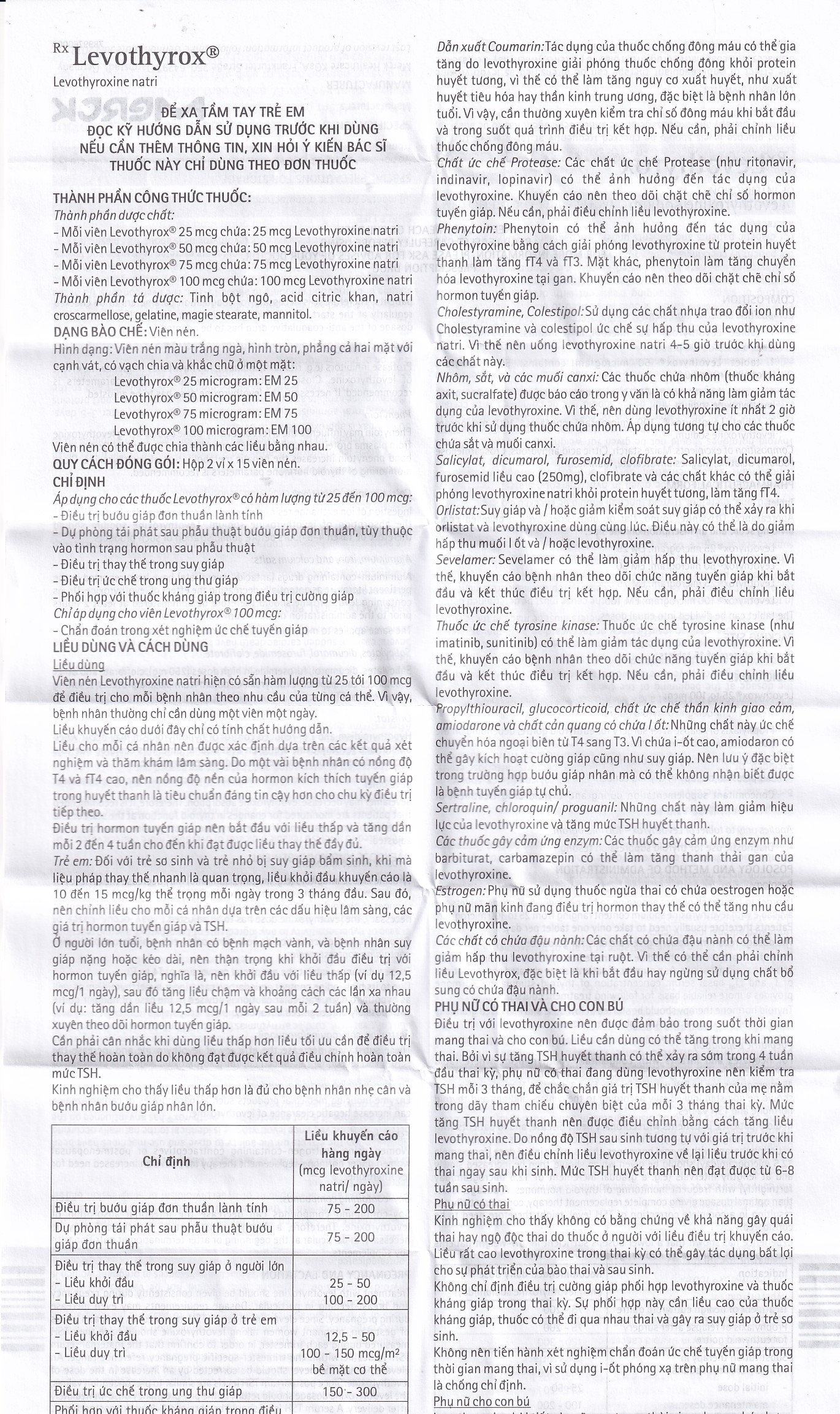 Hình ảnh Thuốc Levothyrox 50µg Merck điều trị bướu giáp, suy giáp, ung thư giáp (2 vỉ x 15 viên)