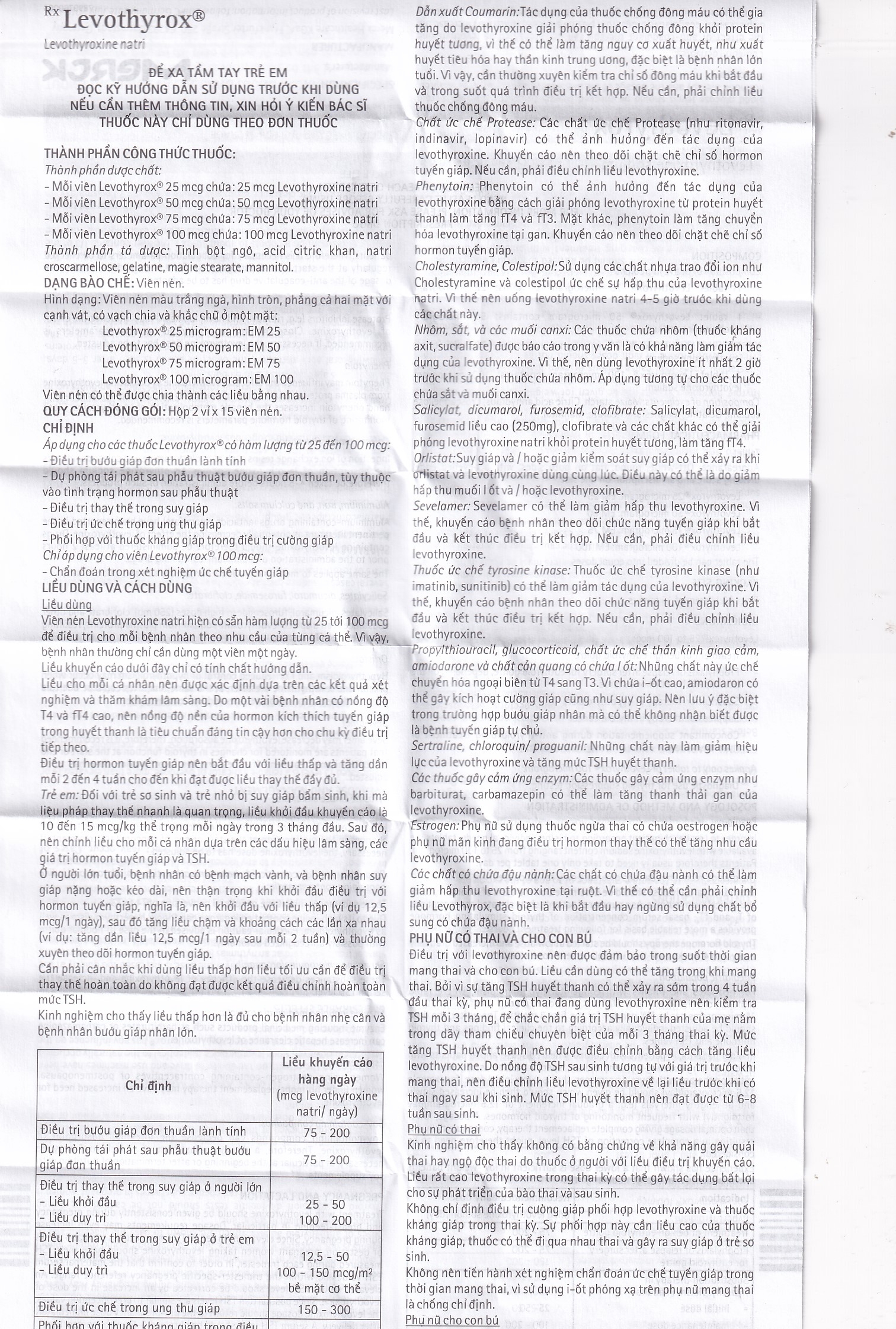 Hình ảnh Thuốc Levothyrox 25µg Merck điều trị bướu giáp đơn thuần lành tính (2 vỉ x 15 viên)