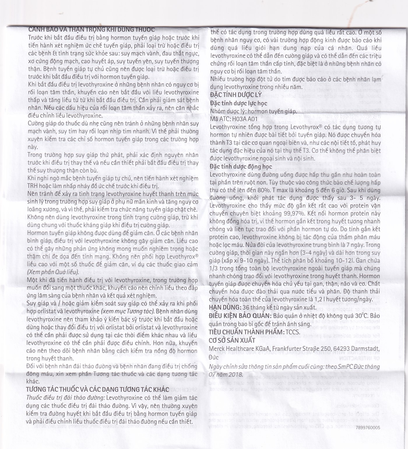Hình ảnh Thuốc Levothyrox 25µg Merck điều trị bướu giáp đơn thuần lành tính (2 vỉ x 15 viên)
