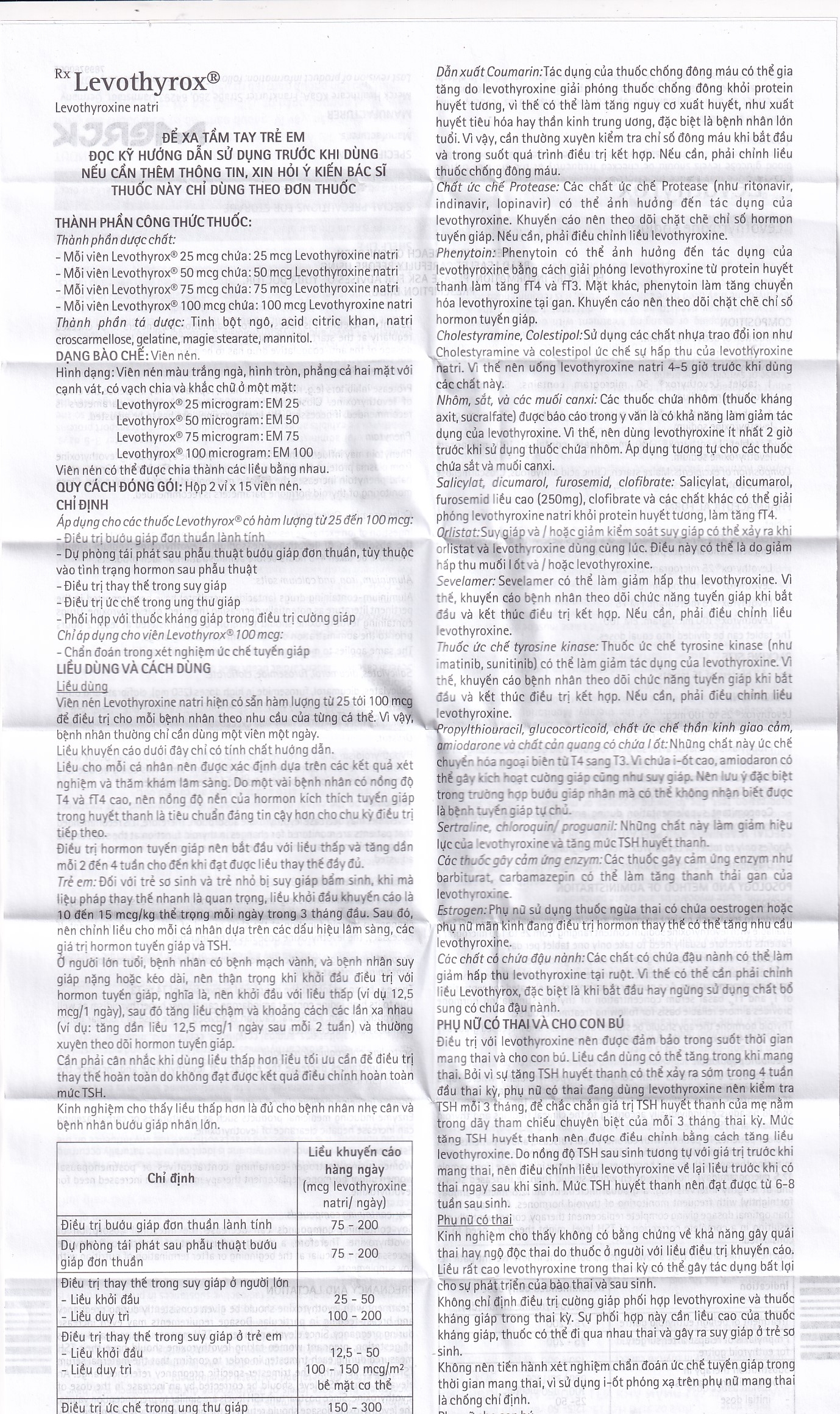 Hình ảnh Thuốc Levothyrox 75µg Merck điều trị bướu giáp đơn thuần lành tính (2 vỉ x 15 viên)