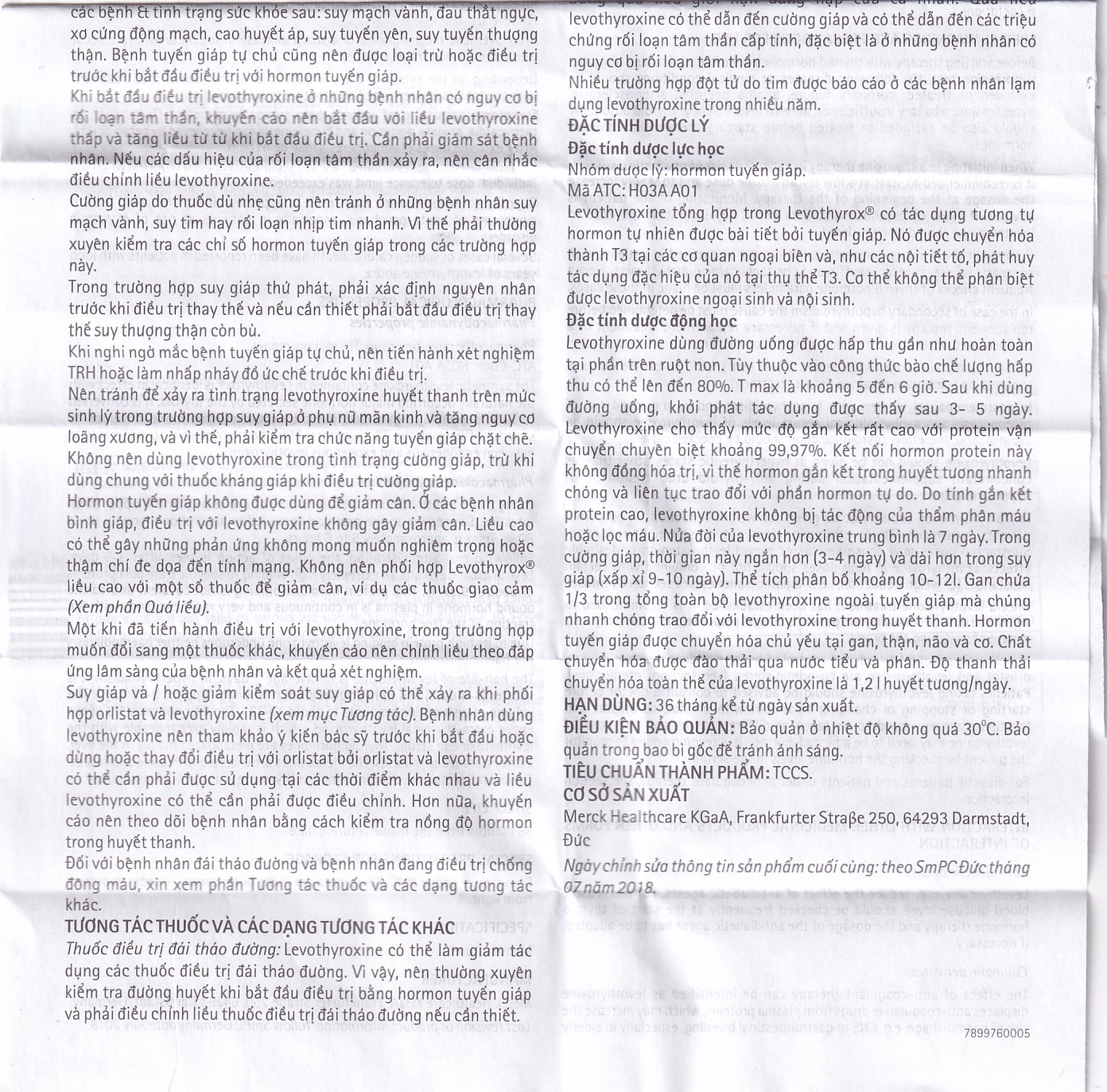 Hình ảnh Thuốc Levothyrox 75µg Merck điều trị bướu giáp đơn thuần lành tính (2 vỉ x 15 viên)