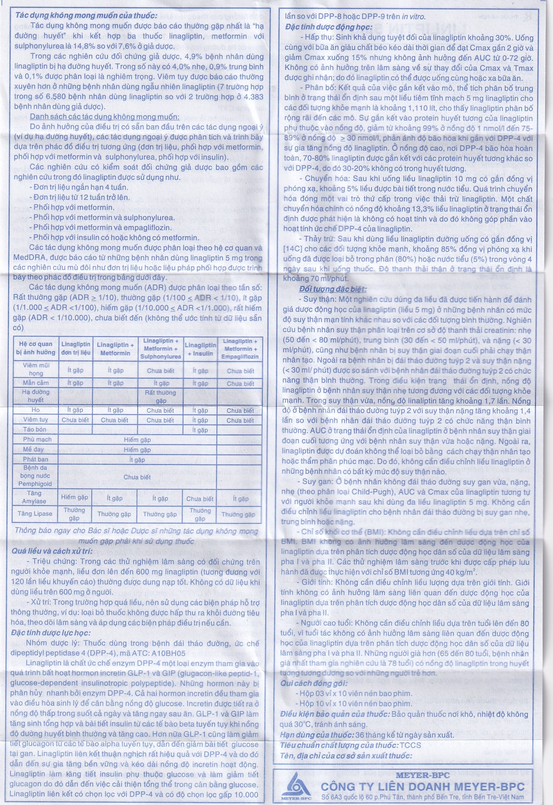 Hình ảnh Thuốc Linliptin 5mg Meyer - BPC điều trị đái tháo đường típ 2 (3 vỉ x 10 viên)