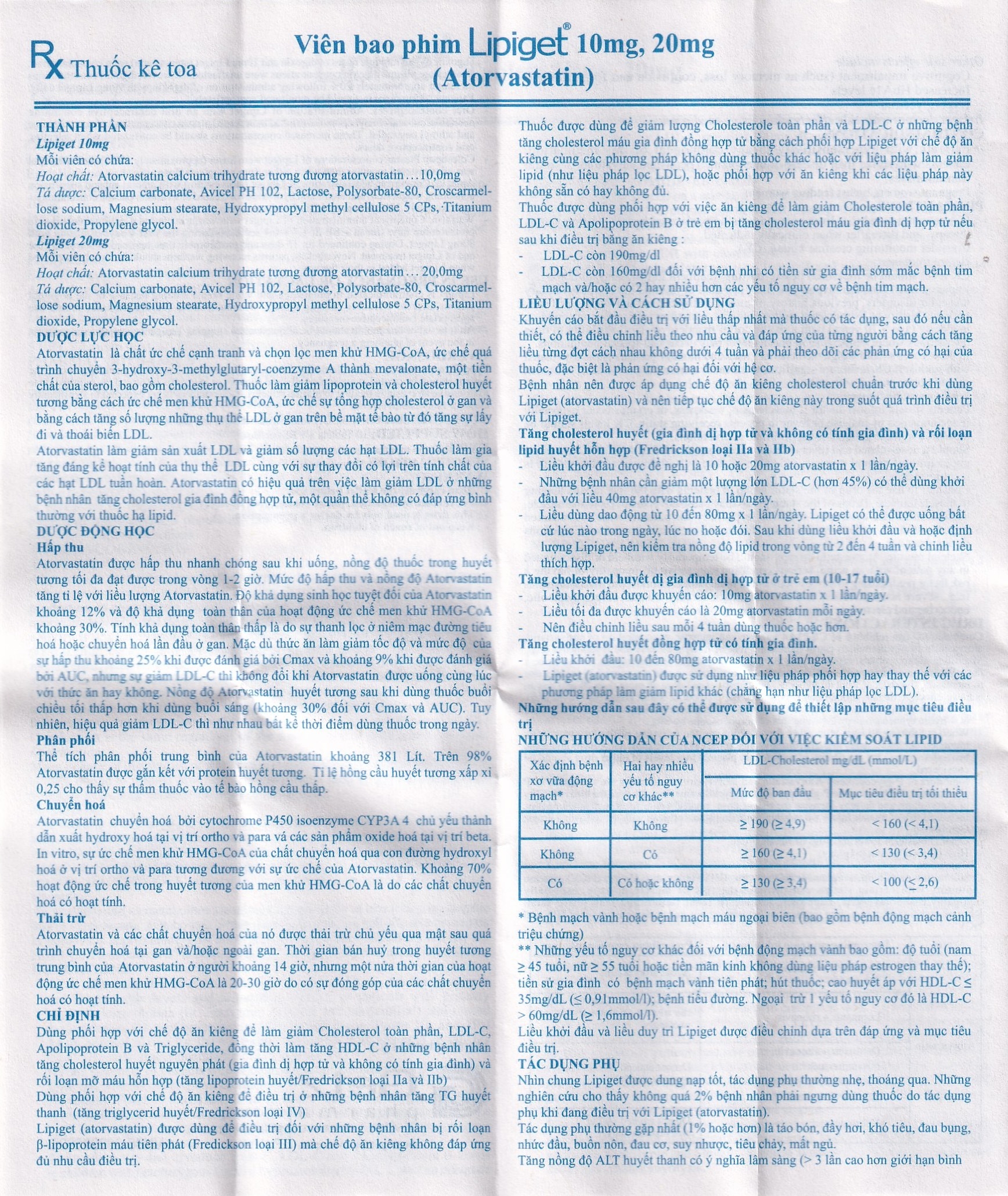 Hình ảnh Viên nén Lipiget 10mg Getz hỗ trợ chế độ ăn kiêng trong giảm cholesterol toàn phần (1 vỉ x 10 viên)