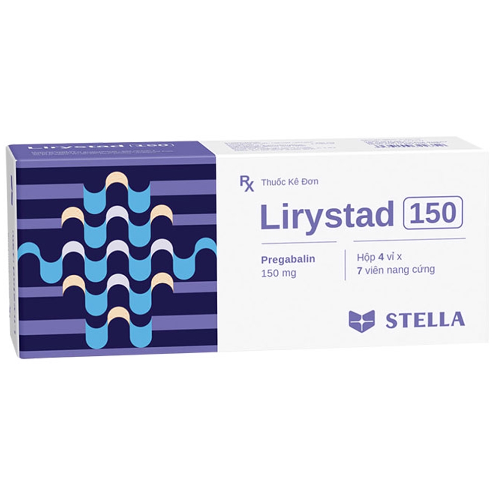 Hình ảnh Thuốc Lirystad 150 Stella Pharm điều trị đau thần kinh ngoại vi và trung ương (4 vỉ x 7 viên)