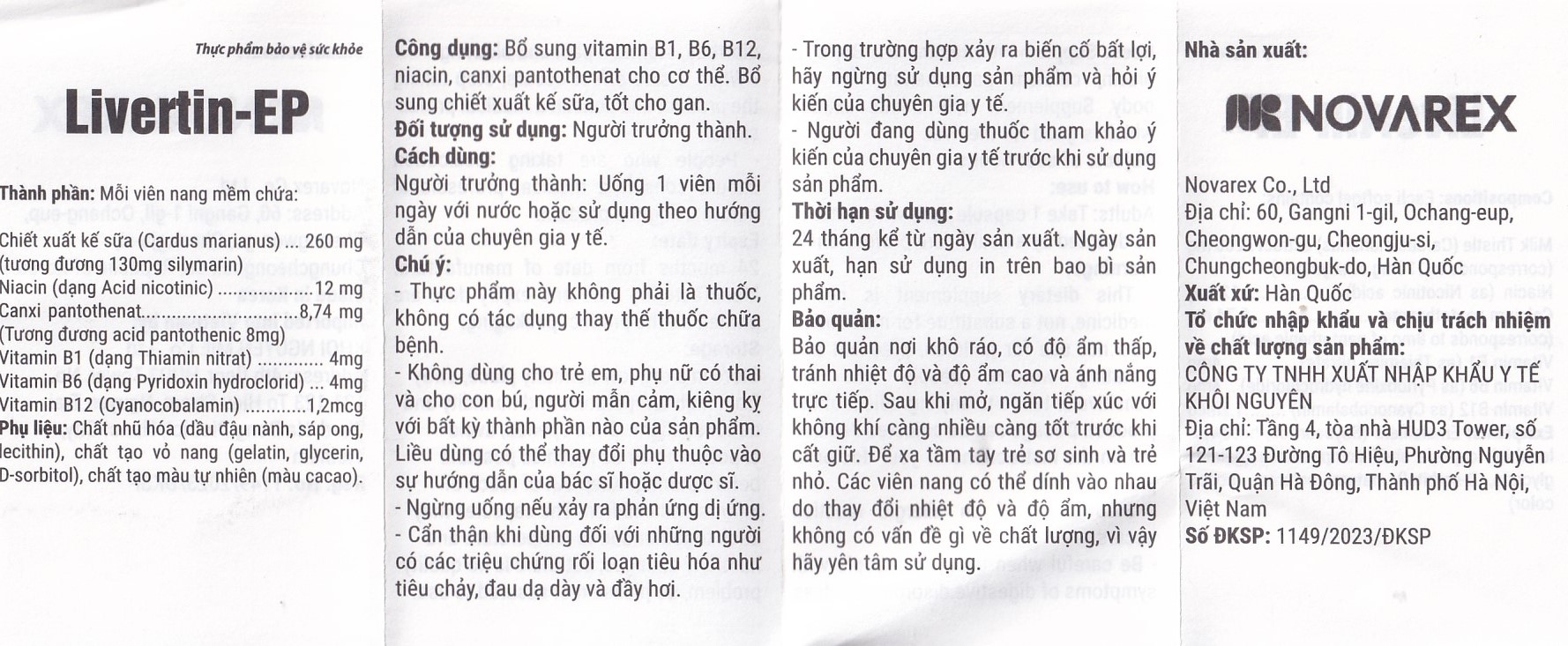 Hình ảnh Viên uống Livertin-EP Novarex bổ sung vitamin B1, B6, B12, niacin, canxi pantothenat cho cơ thể (10 vỉ x 10 viên)