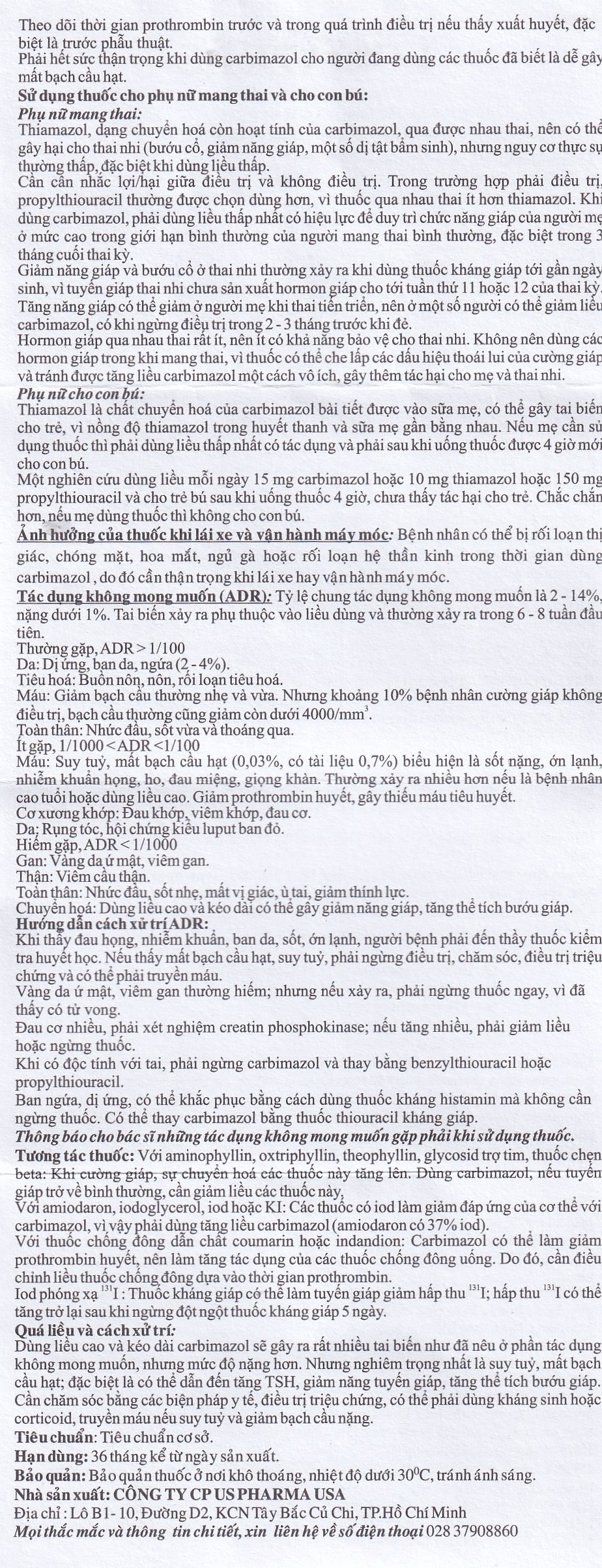 Hình ảnh Thuốc Lomazole 5mg US Pharma điều trị bệnh Basedow, nhiễm độc tuyến giáp, cường giáp khi thai nghén (10 vỉ x 10 viên)