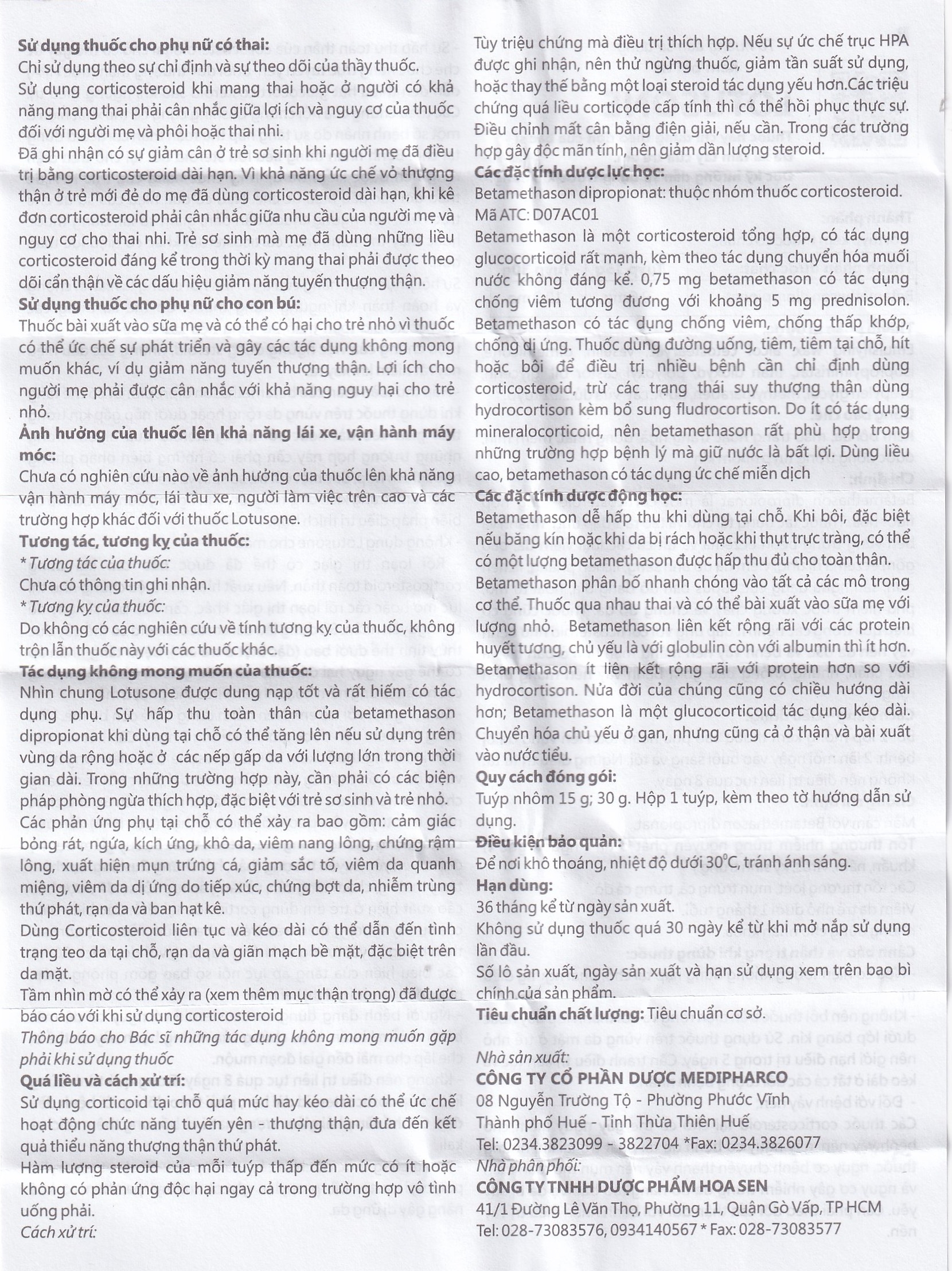 Hình ảnh Kem bôi da Lotusone Medipharco điều trị eczema dị ứng, viêm da (15g)
