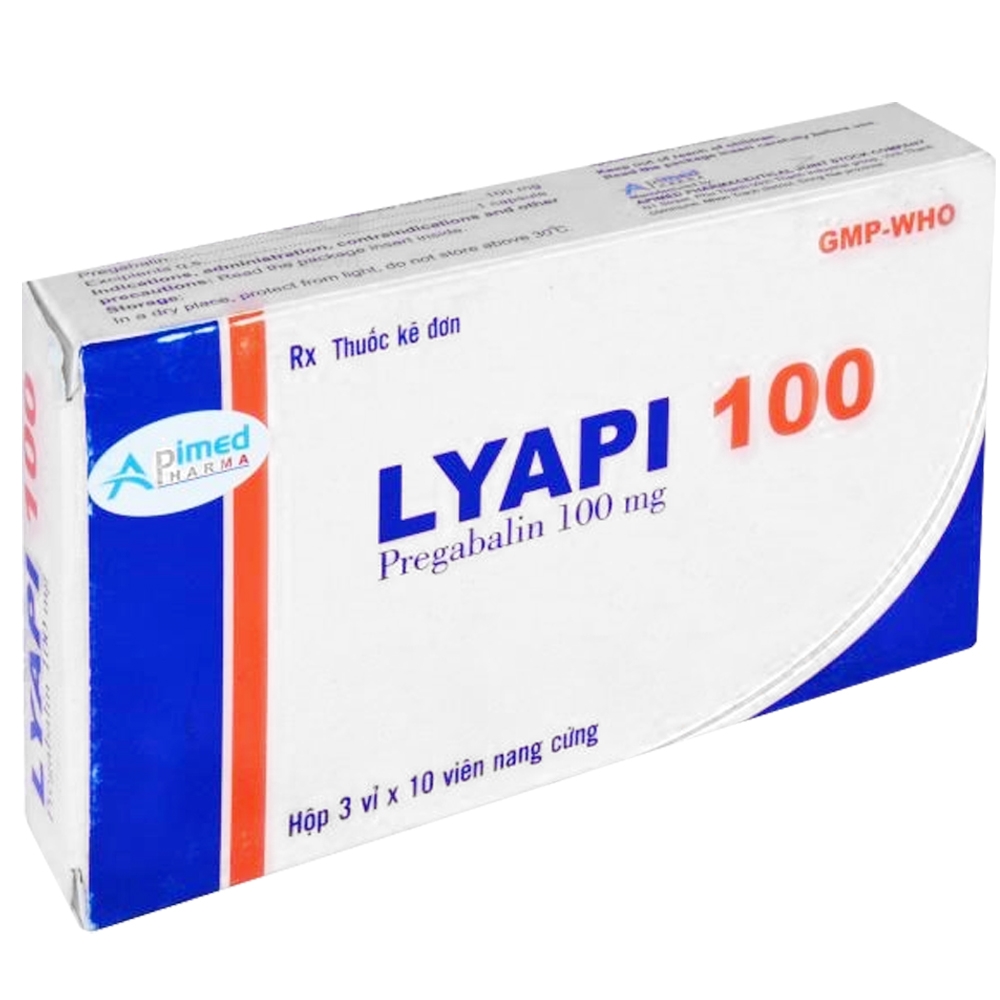 Hình ảnh Thuốc Lyapi 100 Apimed điều trị đau thần kinh nguồn gốc trung ương và ngoại vi, rối loạn lo âu (3 vỉ x 10 viên)