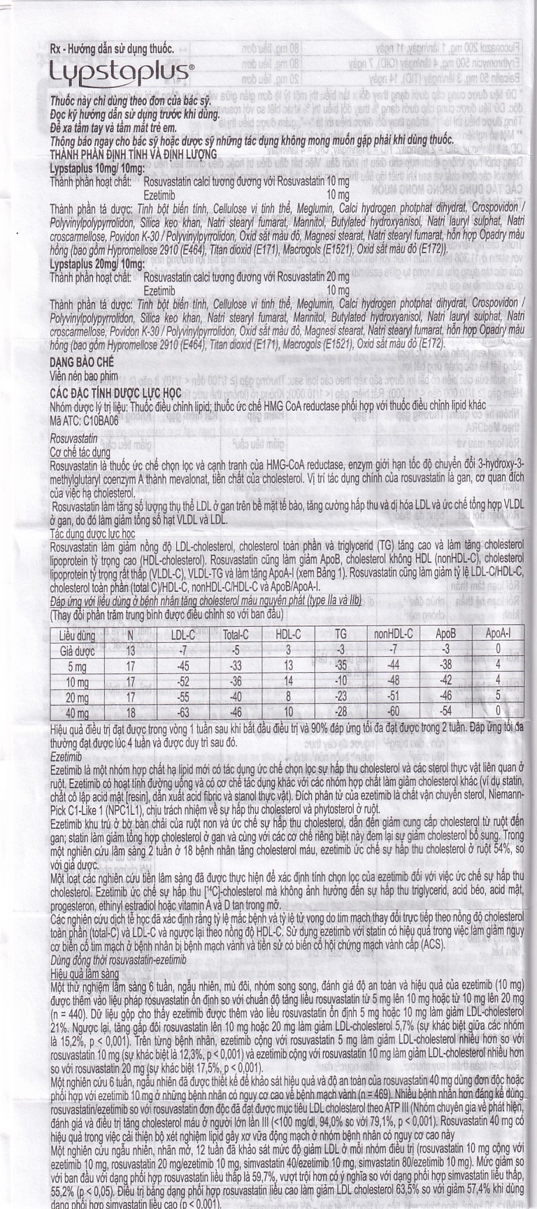 Hình ảnh Viên nén Lypstaplus 10/10mg Abbott điều trị tăng cholesterol máu nguyên phát (3 vỉ x 10 viên)