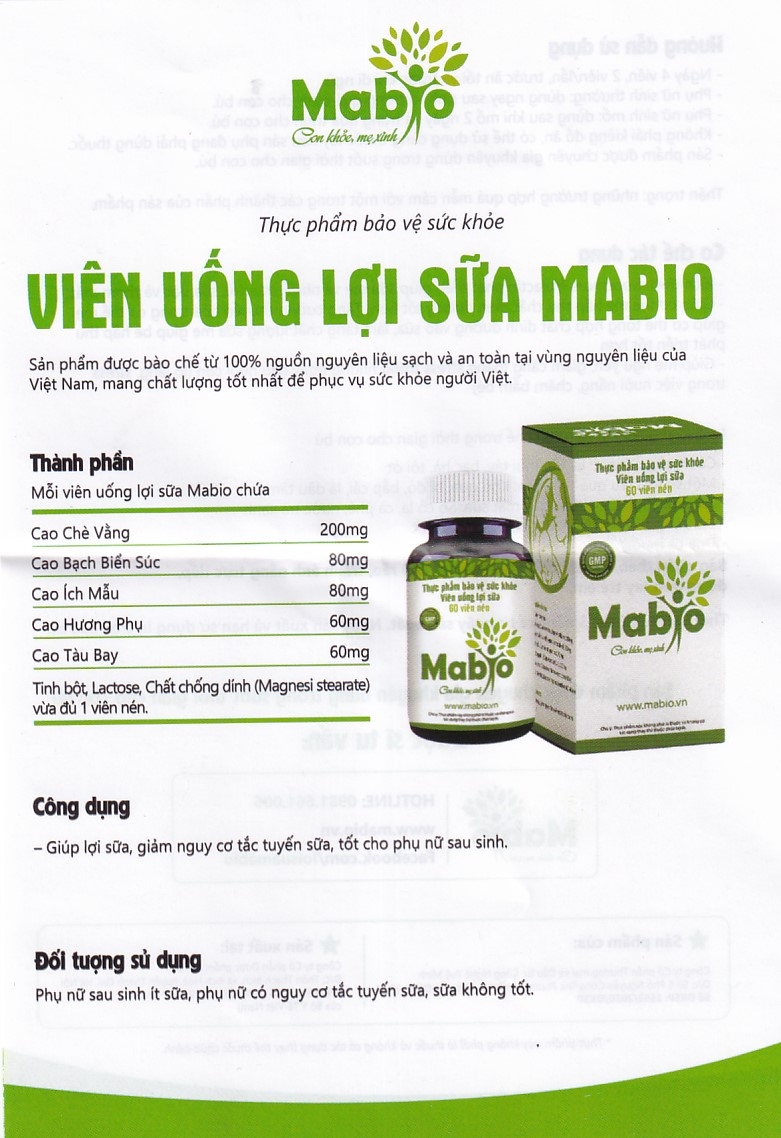 Hình ảnh Viên uống Mabio giúp lợi sữa, giảm nguy cơ tắc tuyến sữa (60 viên)