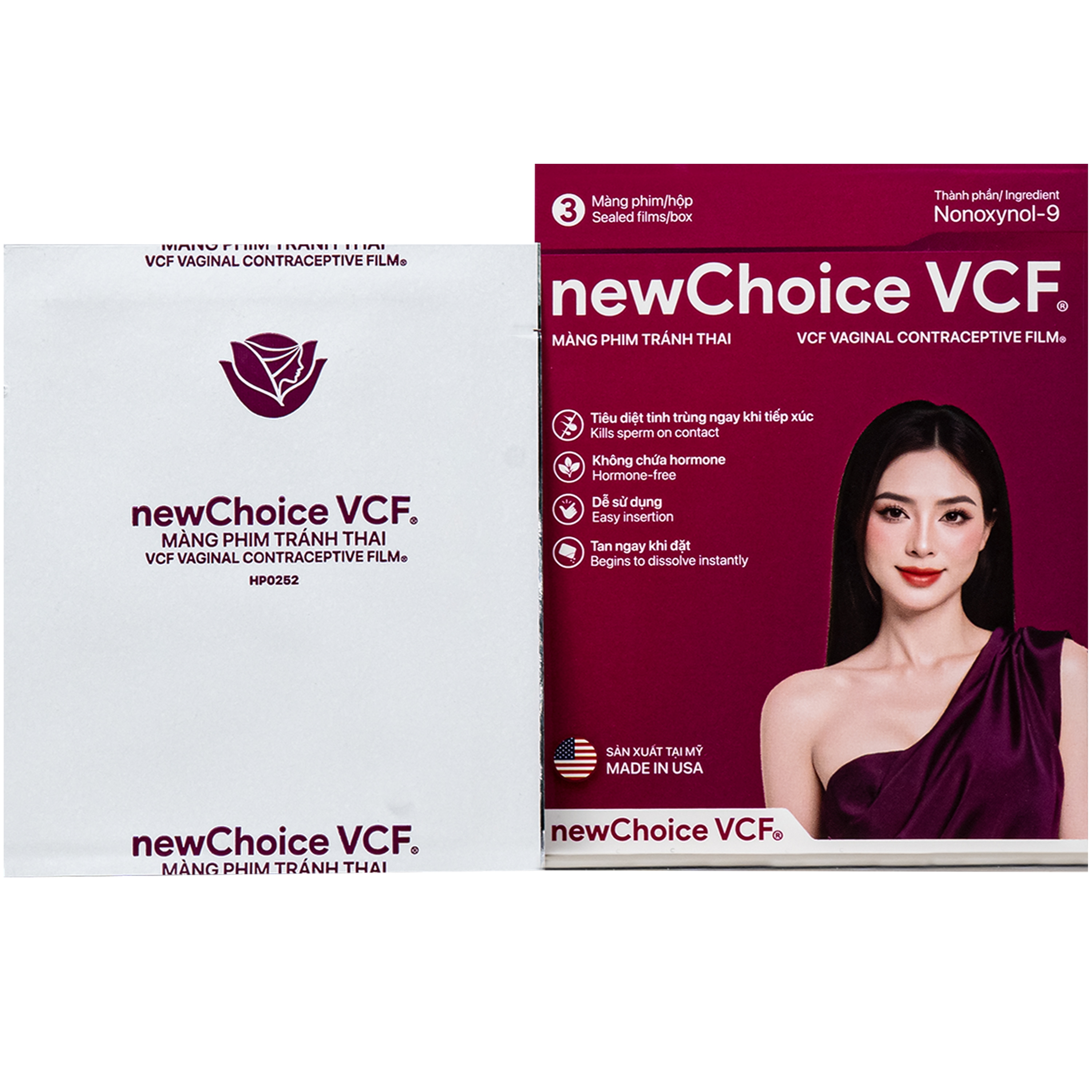 Hình ảnh Màng phim tránh thai Newchoice VCF giúp tránh thai an toàn, tiện lợi (3 miếng)