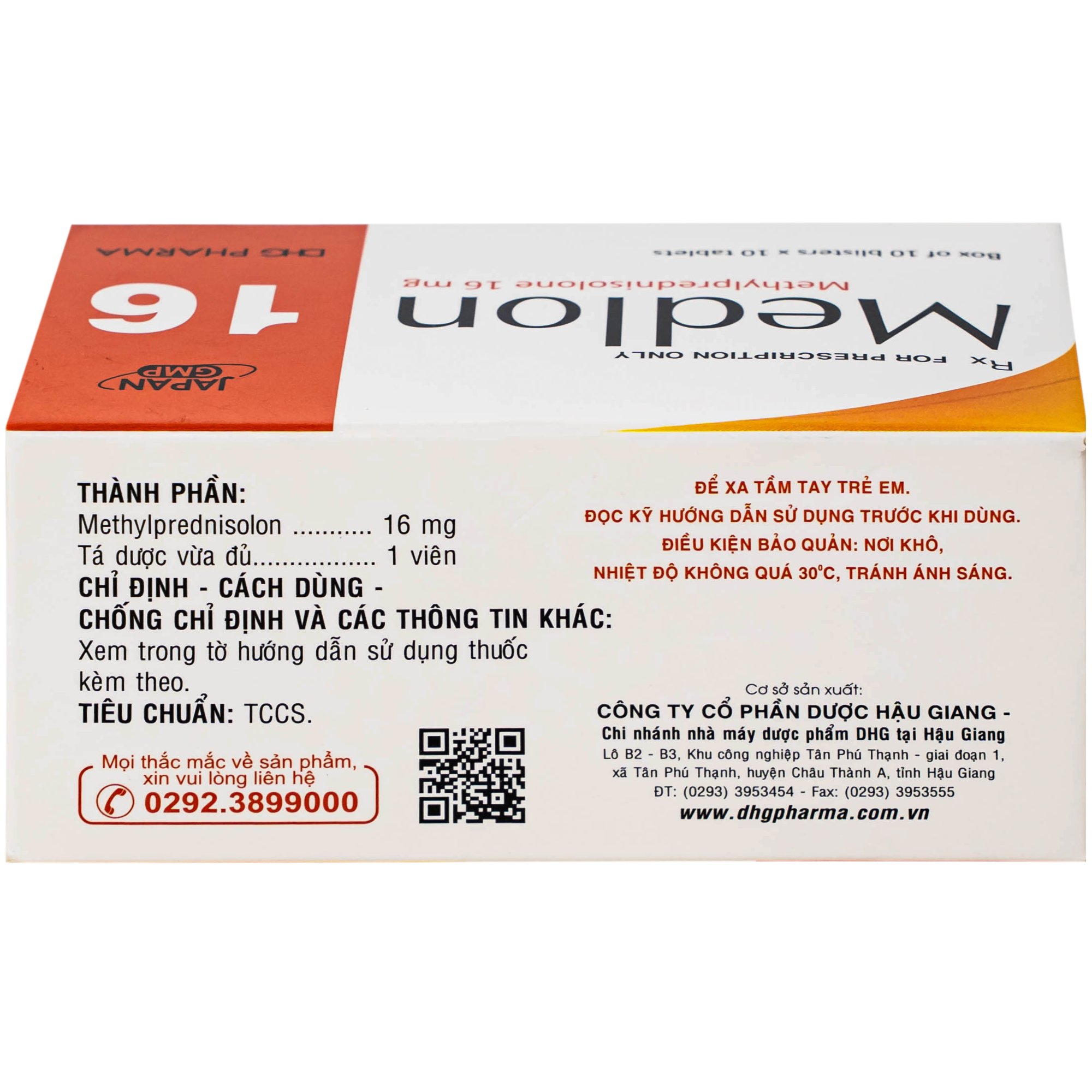Hình ảnh Thuốc Medlon 16mg DHG Pharma Chống viêm, giảm miễn dịch trong viêm khớp, lupus ban đỏ (3 vỉ x 10 viên)