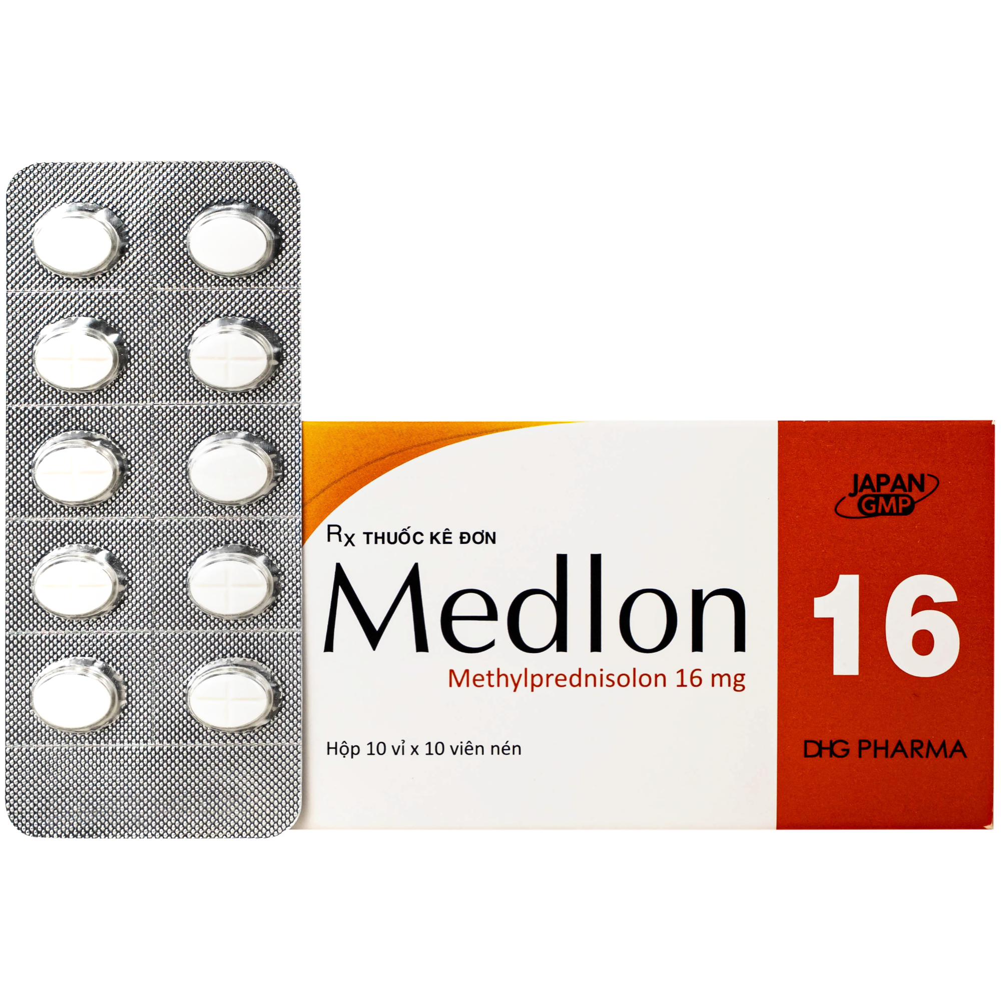 Hình ảnh Thuốc Medlon 16mg DHG Pharma Chống viêm, giảm miễn dịch trong viêm khớp, lupus ban đỏ (3 vỉ x 10 viên)