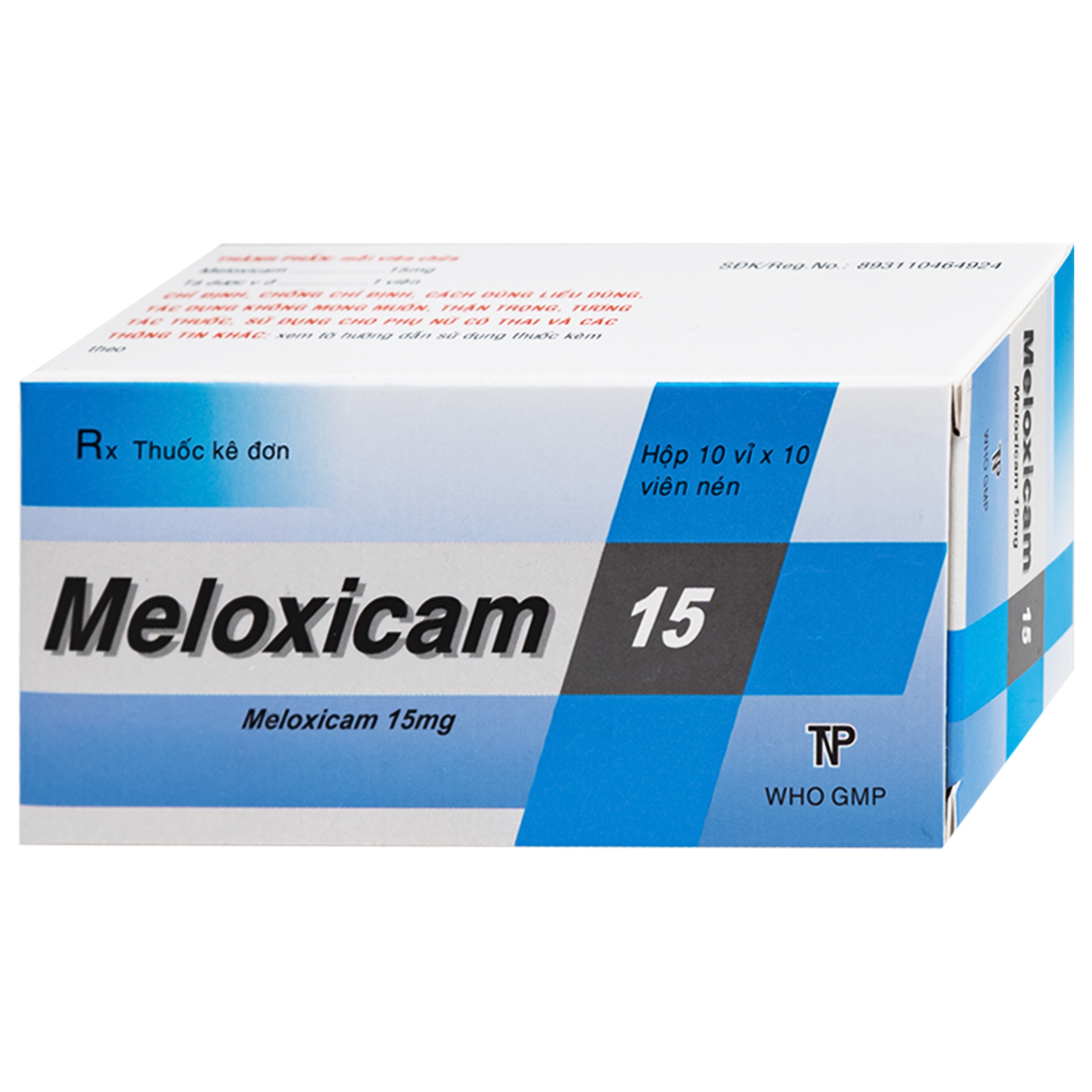 Hình ảnh Thuốc Meloxicam 15mg Thành Nam giảm đau kháng viêm ( 10 vỉ x 10 viên)