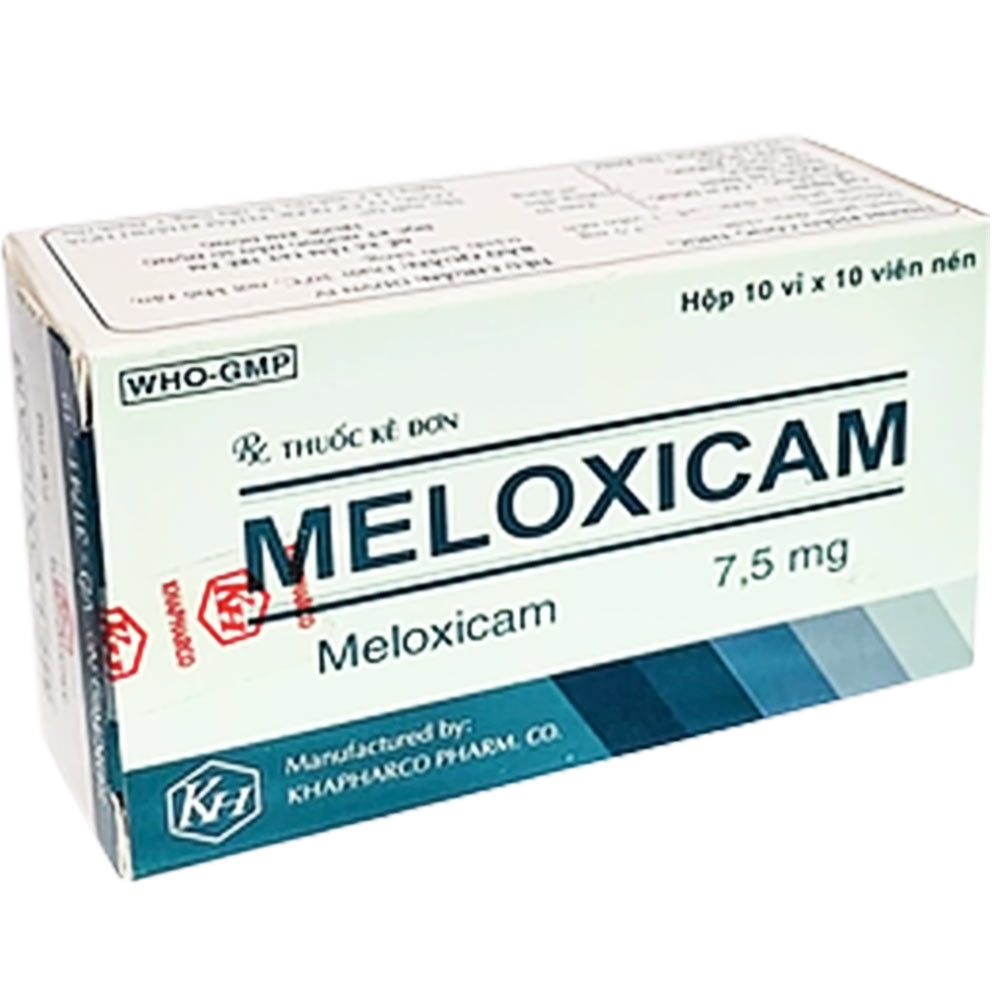 Hình ảnh Thuốc Meloxicam 7,5mg Khapharco điều trị thoái hóa khớp, viêm cột sống dính khớp (10 vỉ x 10 viên)
