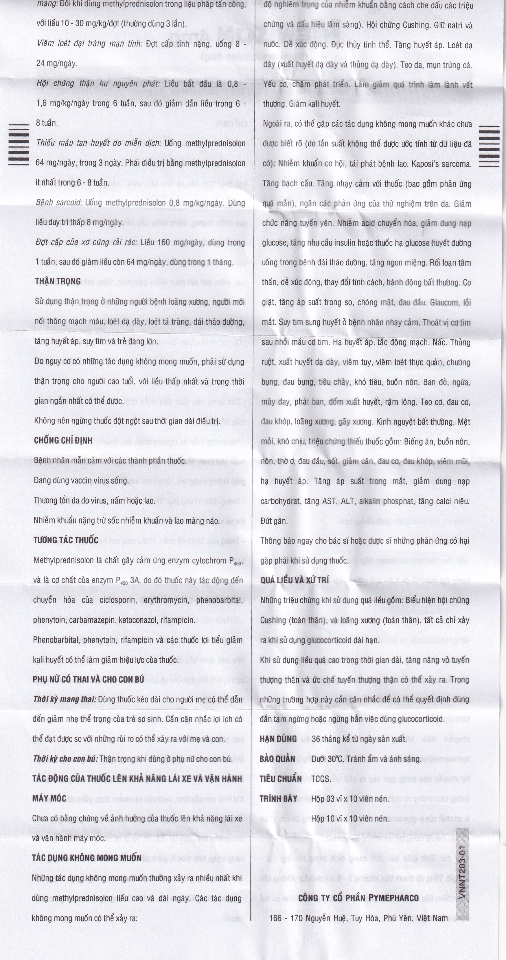 Hình ảnh Thuốc Menison 4mg Pymepharco điều trị rối loạn nội tiết, viêm khớp, bệnh collagen (3 vỉ x 10 viên)