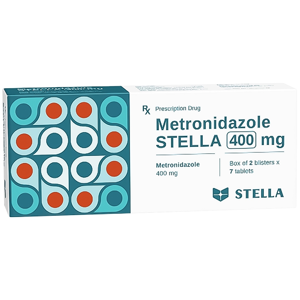 Hình ảnh Thuốc Metronidazole Stella 400mg điều trị và phòng ngừa nhiễm nấm, nhiễm khuẩn kỵ khí (2 vỉ x 7 viên)