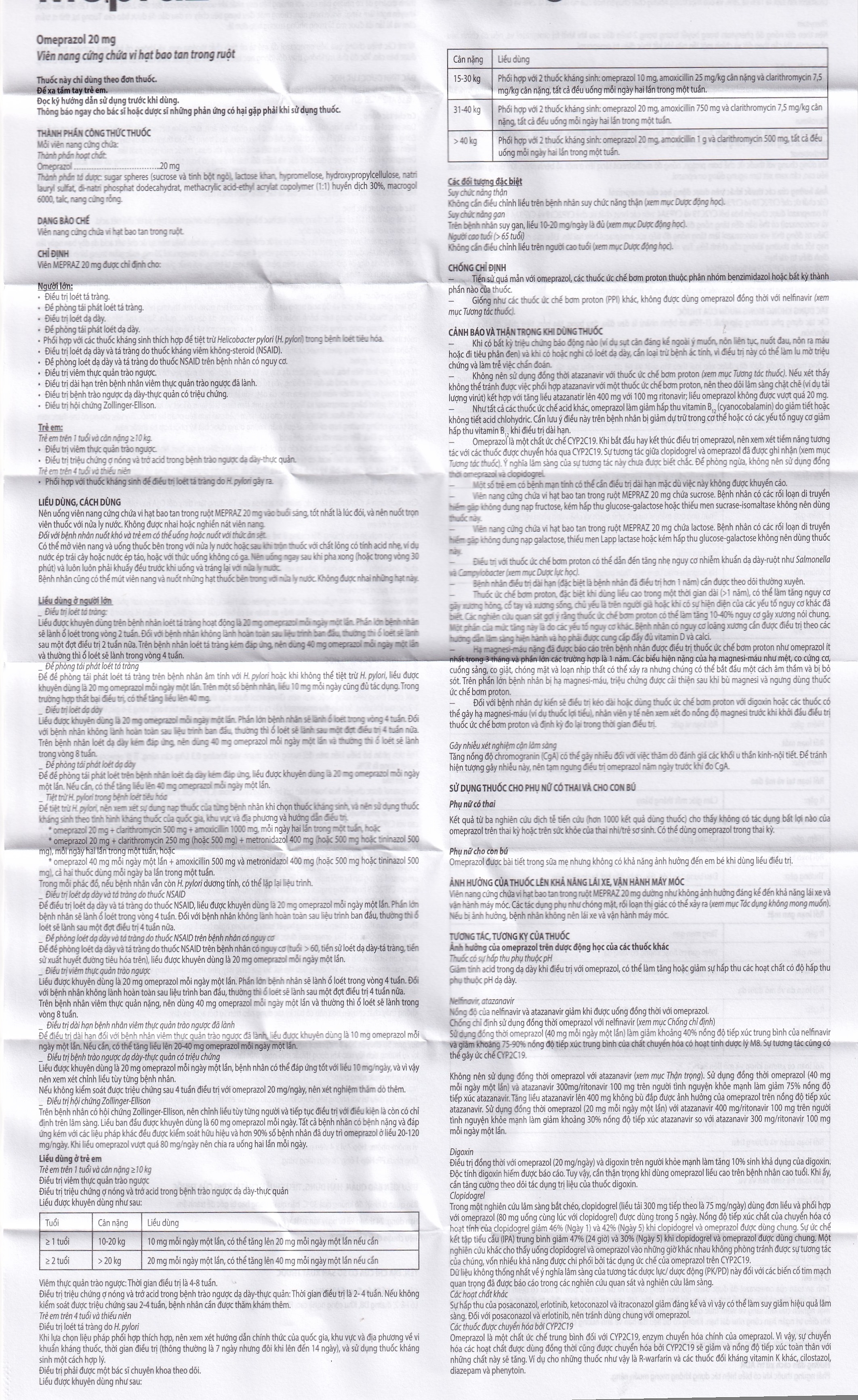 Hình ảnh Viên nang cứng Mepraz 20mg Sanofi điều trị loét dạ dày tá tràng, viêm thực quản trào ngược (7 vỉ x 4 viên)