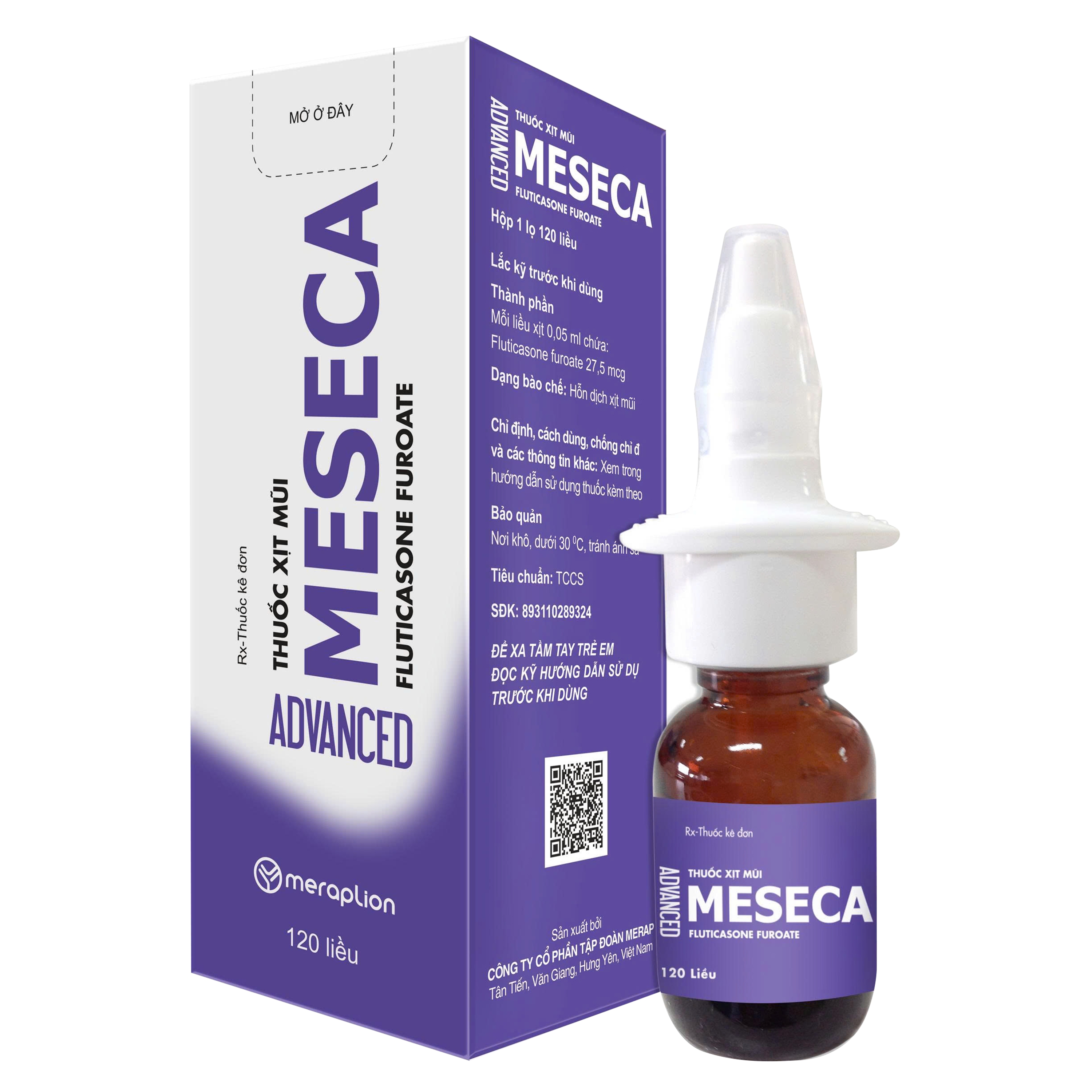 Hình ảnh Thuốc xịt mũi Meseca Advanced Meraplion dự phòng và điều trị viêm mũi dị ứng theo mùa và viêm mũi dị ứng quanh năm (120 liều)