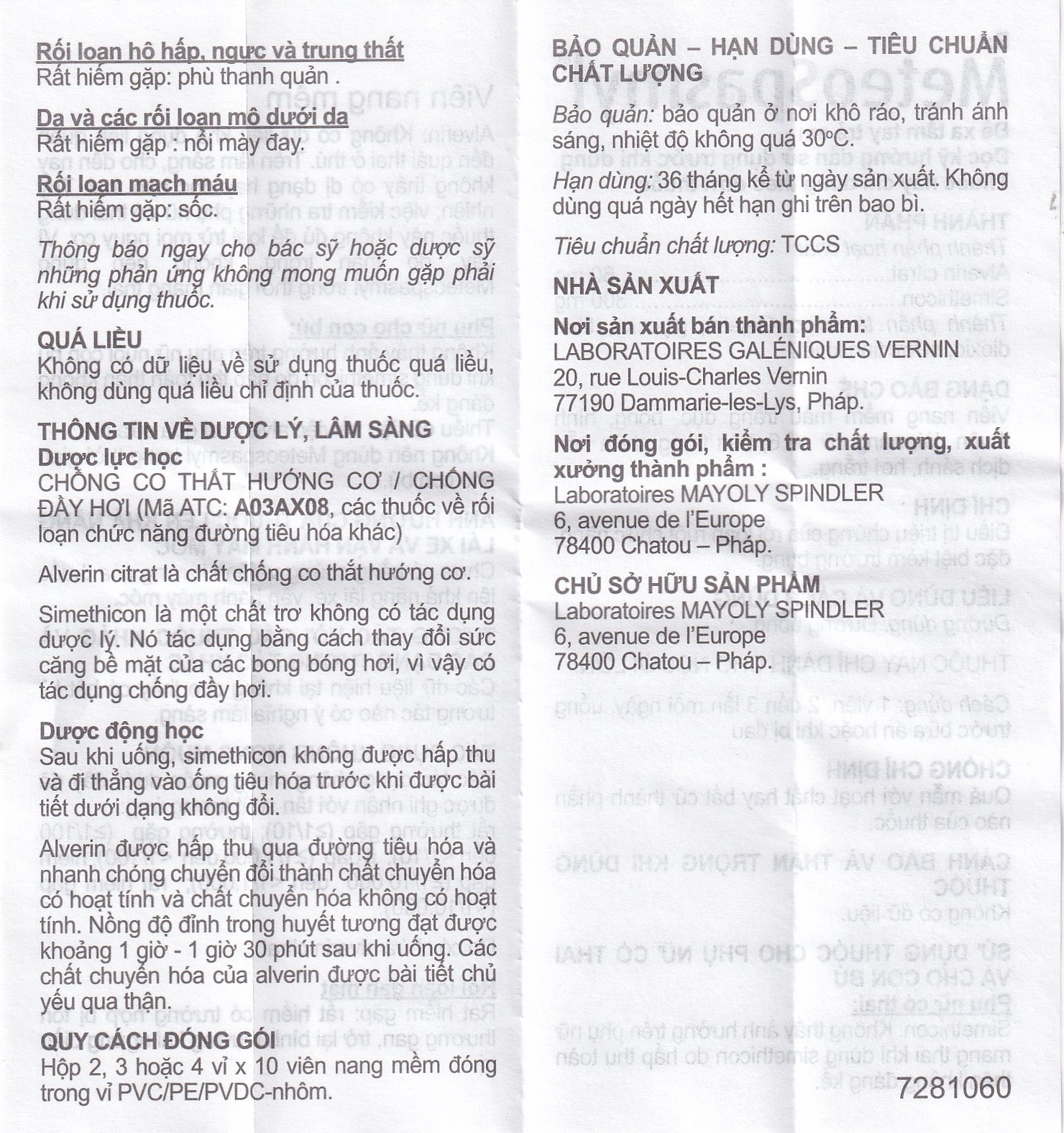 Hình ảnh Thuốc Meteospasmyl Mayoly Spindler điều trị các rối loạn đường ruột (2 vỉ x 10 viên)