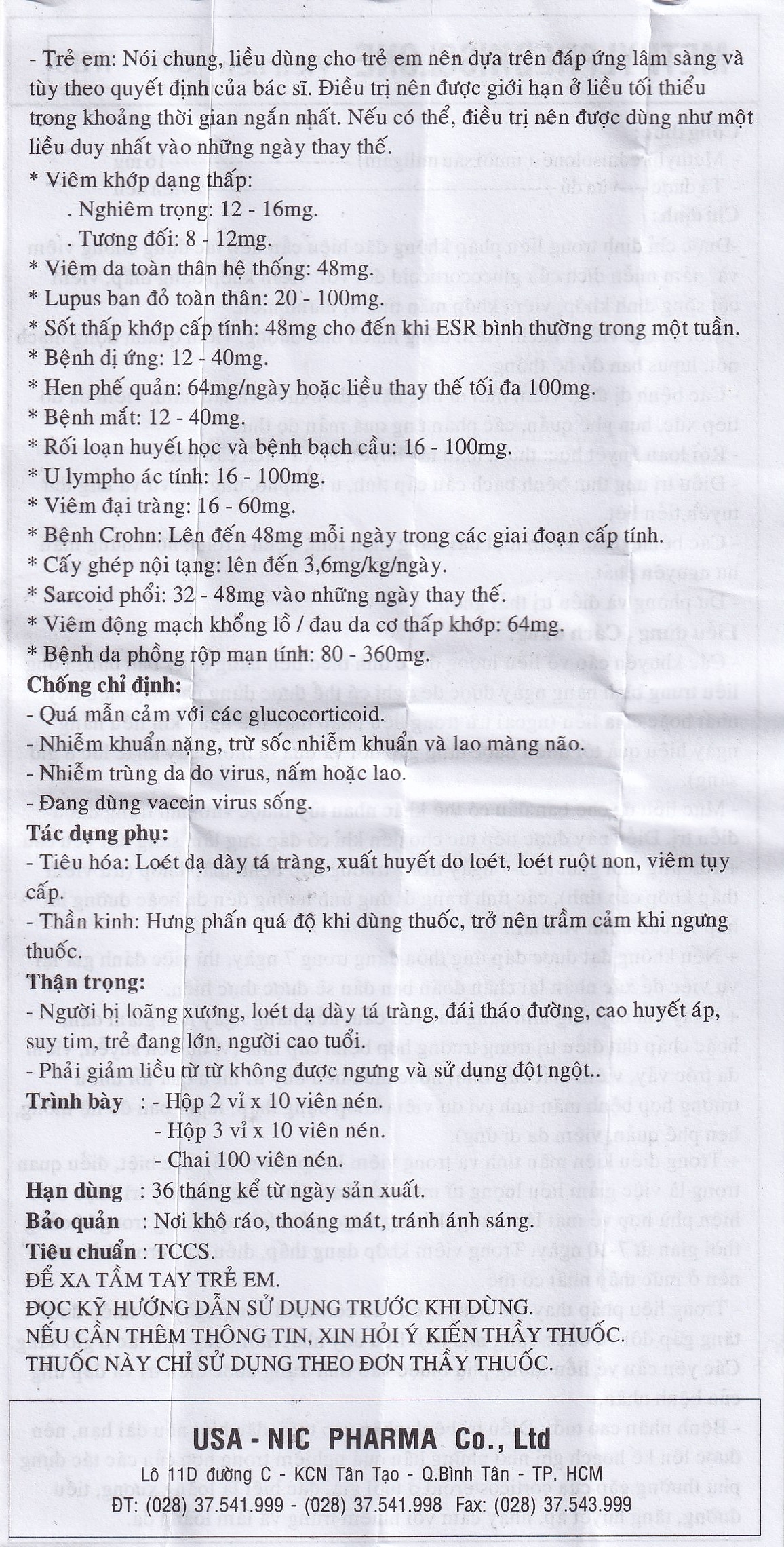 Hình ảnh Thuốc Methylprednisolone 16mg Usa - Nic Pharma kháng viêm và ức chế miễn dịch, chống dị ứng (3 vỉ x 10 viên)
