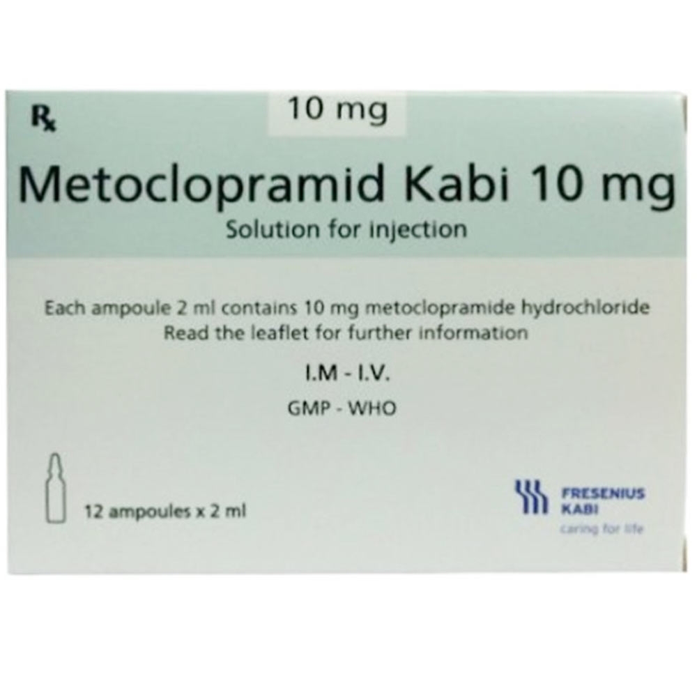 Hình ảnh Dung dịch tiêm Metoclopramid Kabi 10mg Fresenius Kabi dự phòng nôn và buồn nôn hậu phẫu hoặc do xạ trị (12 ống x 2ml)