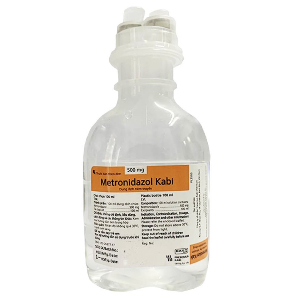Hình ảnh Dung dịch tiêm truyền Metronidazol Kabi Bidiphar dùng cho nhiễm khuẩn thể cấp tính ở ruột, viêm ổ bụng (500mg)