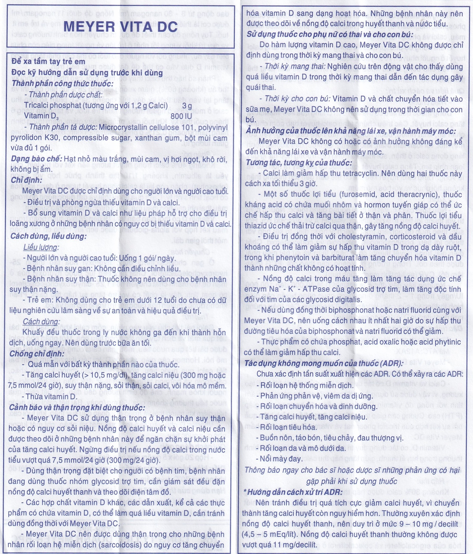 Hình ảnh Cốm Pha Hỗn Dịch Uống Meyer Vita DC điều trị và phòng ngừa thiếu vitamin D và canxi, loãng xương (20 gói)