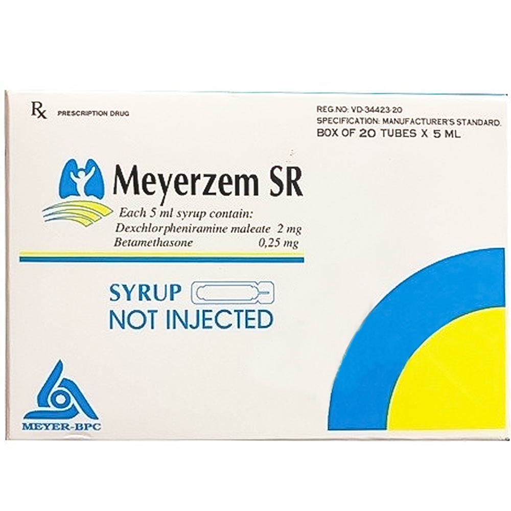 Hình ảnh Siro uống Meyerzem SR 5ml Meyer-BPC điều trị viêm mũi dị ứng, viêm phế quản (20 ống)