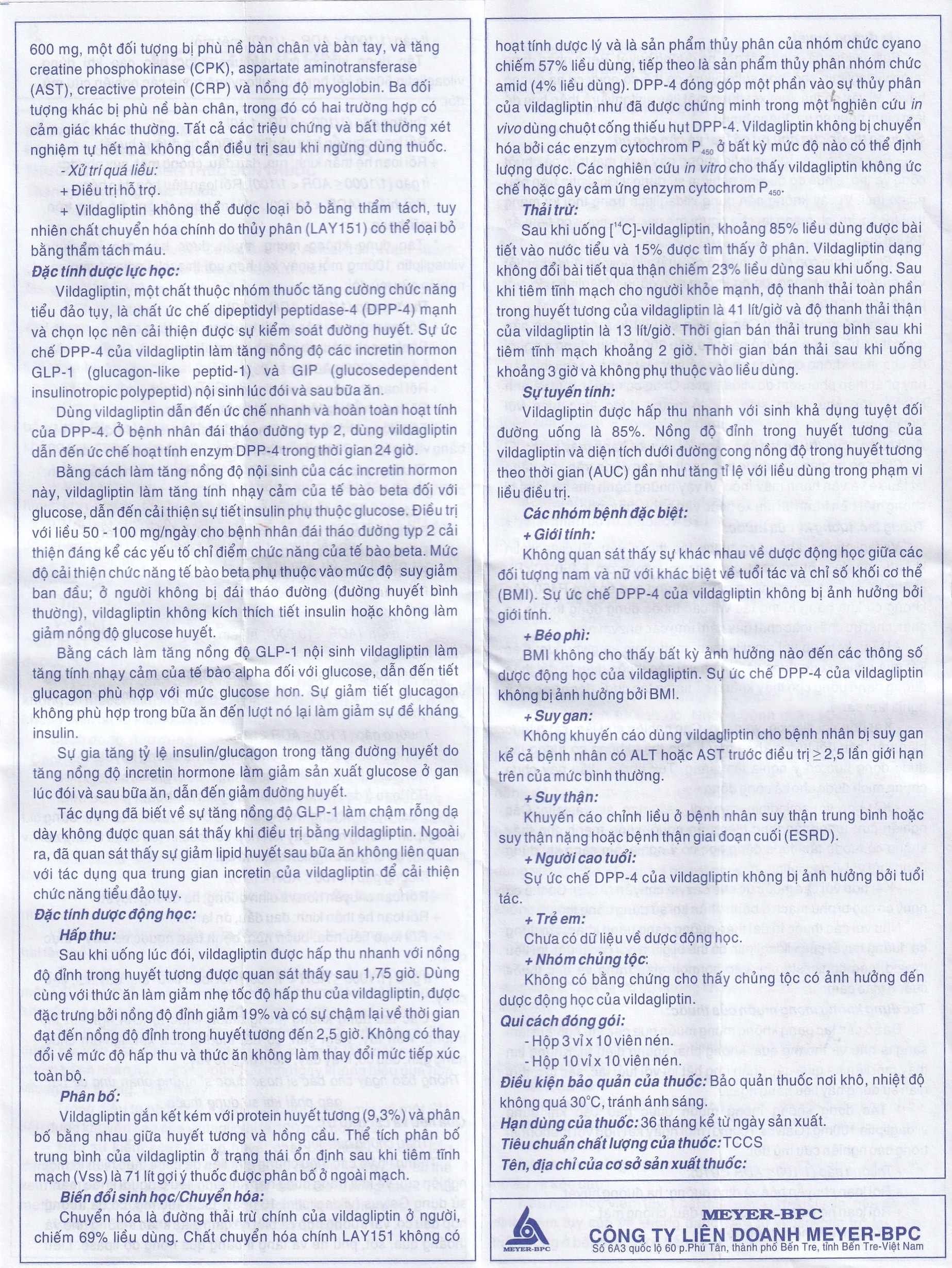 Hình ảnh Viên nén Meyerviliptin 50mg Meyer-BPC hỗ trợ chế độ ăn kiêng, kiếm soát đường huyết (3 vỉ x 10 viên)
