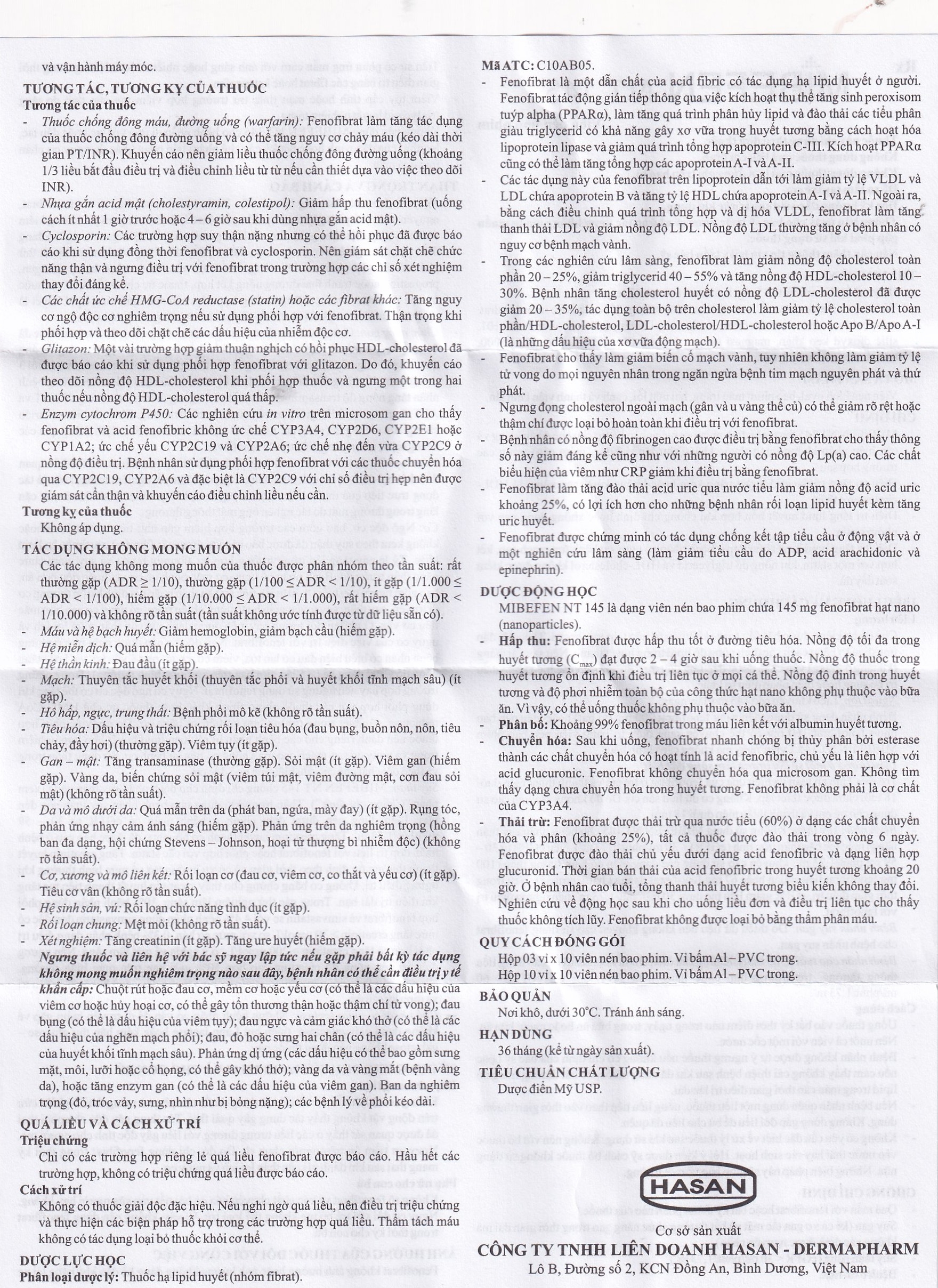 Hình ảnh Thuốc Mibefen NT 145 Hasan điều trị tăng triglycerid huyết nặng (3 vỉ x 10 viên)