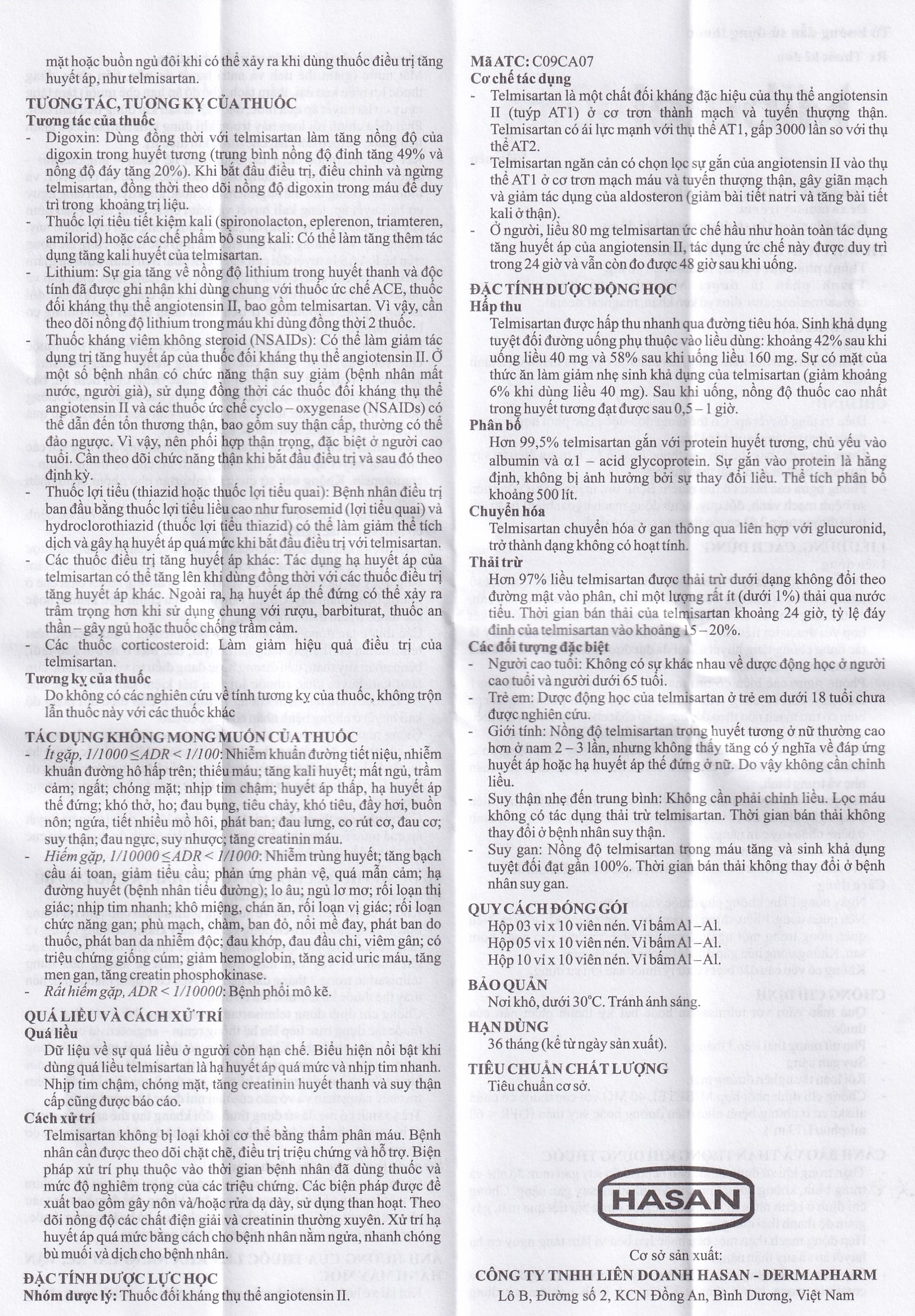 Hình ảnh Viên nén Mibetel 40mg Hasan điều trị tăng huyết áp (3 vỉ x 10 viên)