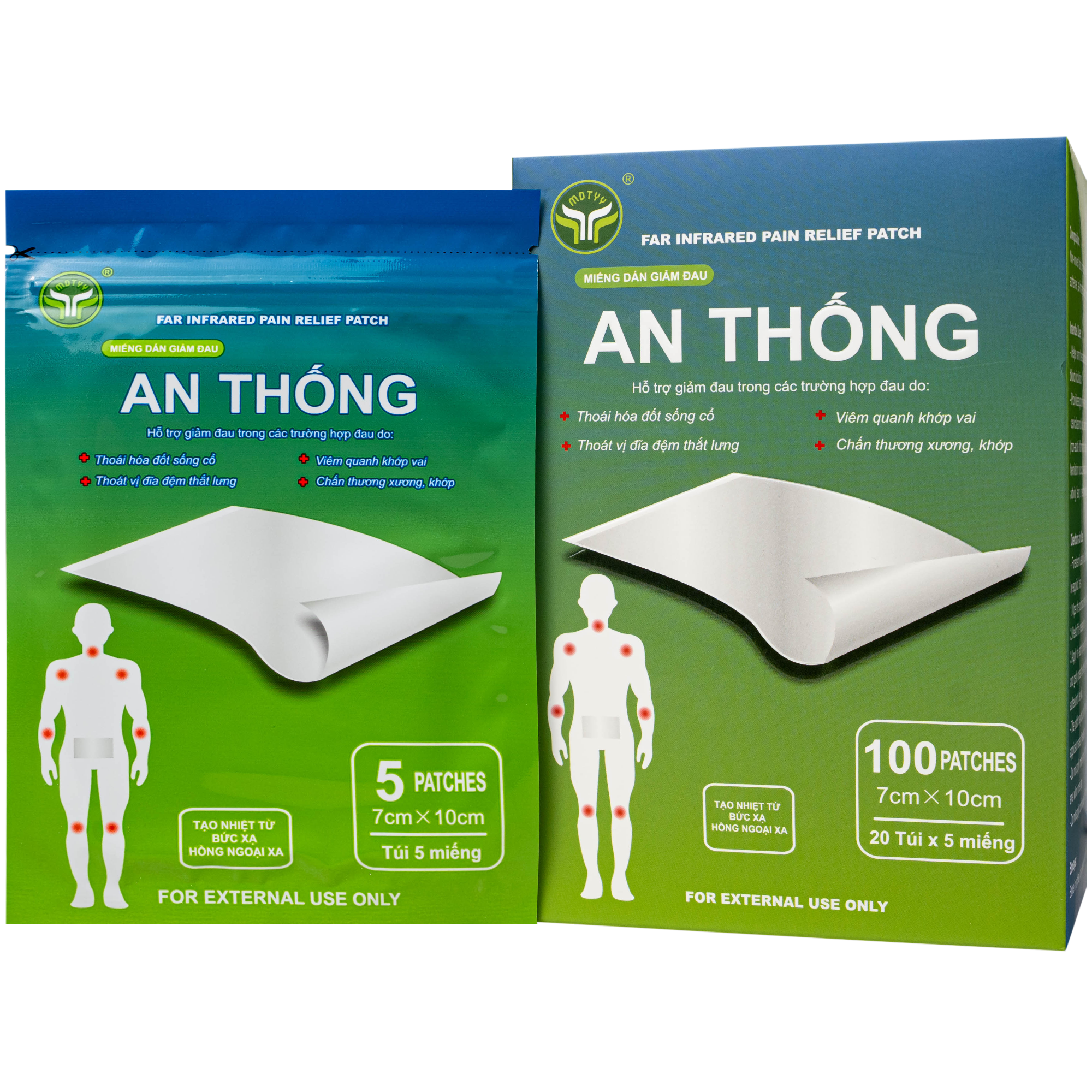 Hình ảnh Miếng dán giảm đau An Thống Mdtyy giúp giảm đau cổ, đau mỏi vai gáy, đau lưng (20 túi x 5 miếng)