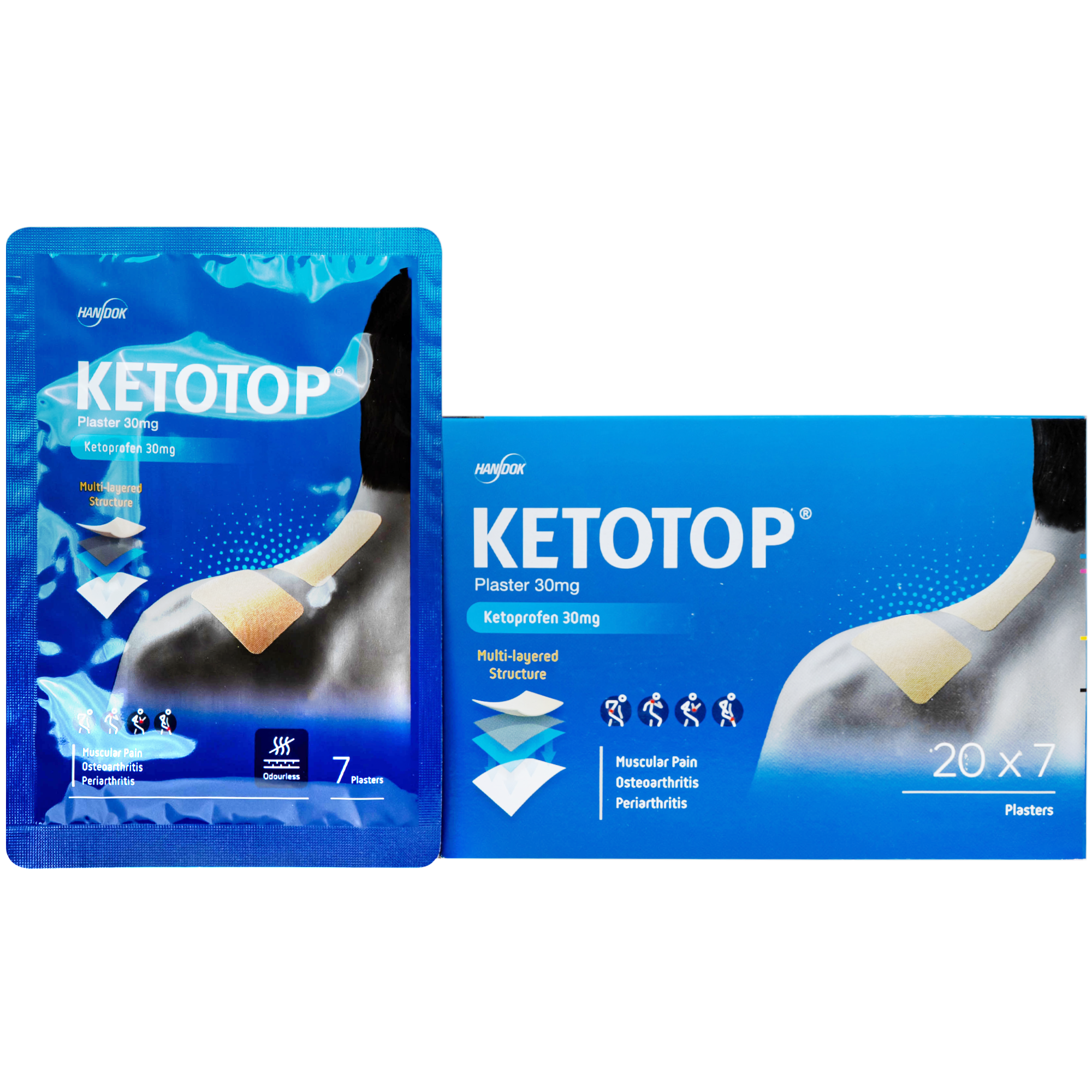 Hình ảnh Miếng dán Ketotop Plaster 30mg giảm đau và kháng viêm trong các bệnh lý về cơ, xương, khớp (20 túi x 7 miếng)