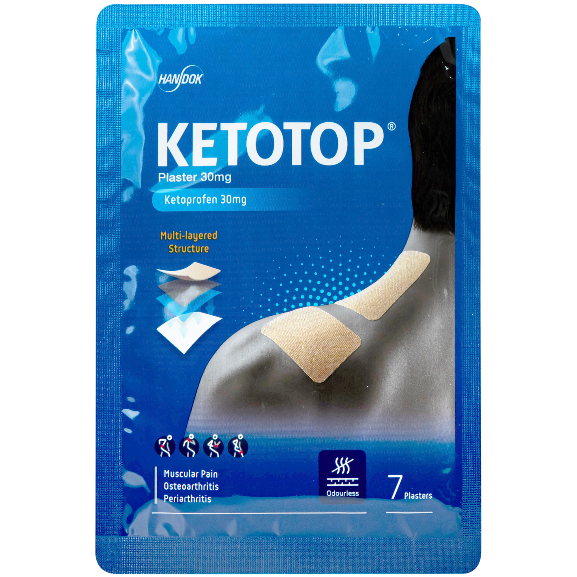 Hình ảnh Miếng dán Ketotop Plaster 30mg giảm đau và kháng viêm trong các bệnh lý về cơ, xương, khớp (20 túi x 7 miếng)
