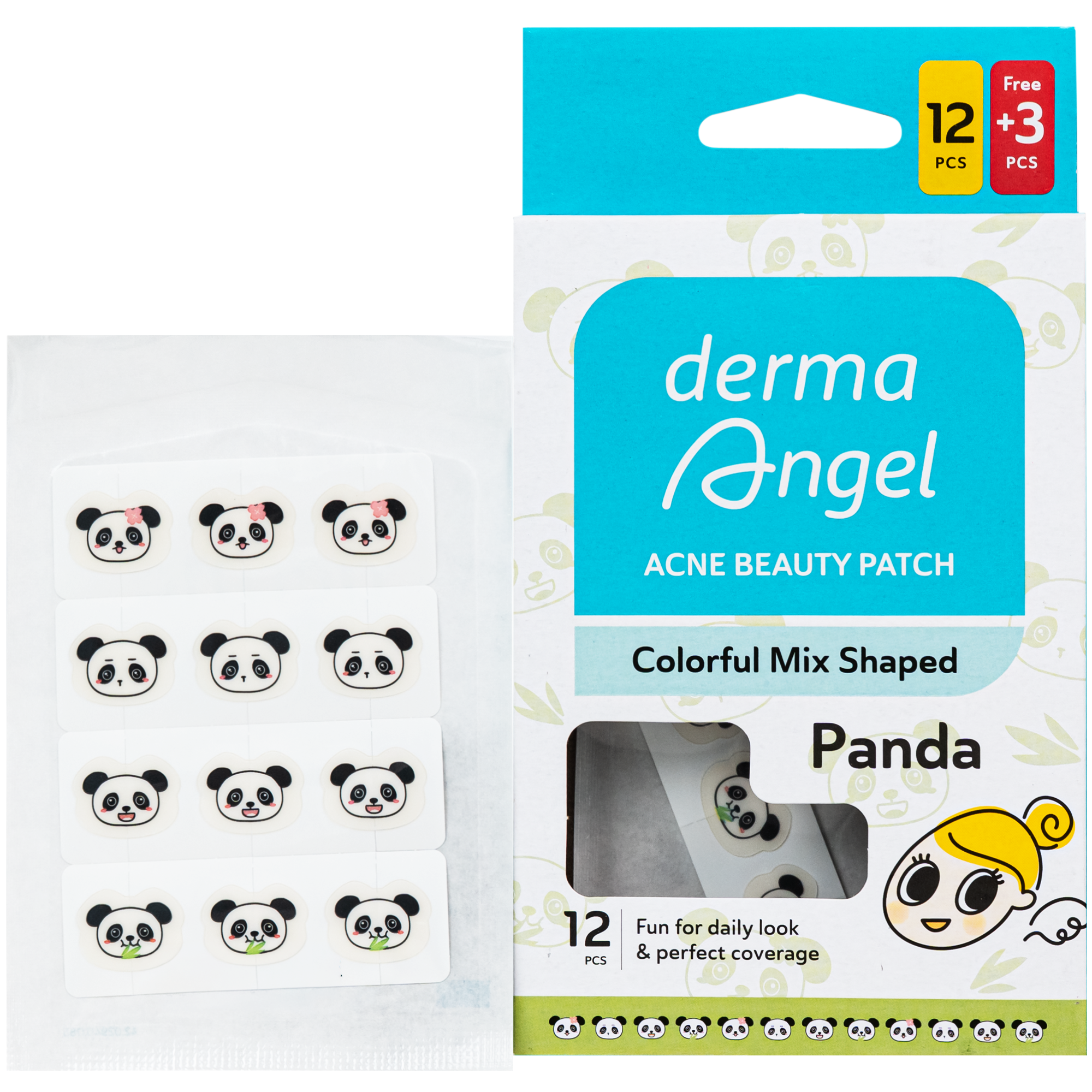 Hình ảnh Miếng Dán Mụn Derma Angel Acne Beauty Patch Hình Gấu Panda 12+3 Miếng