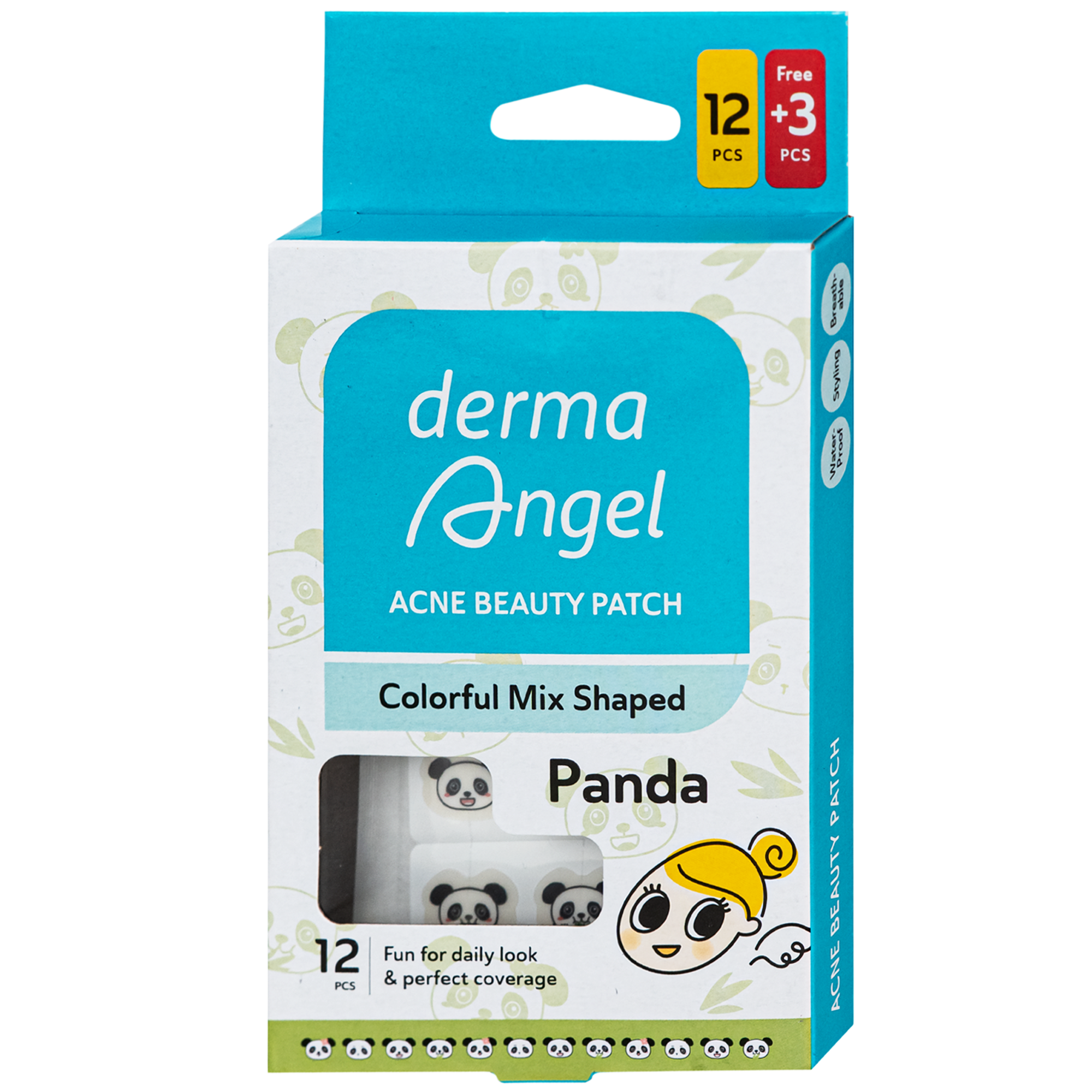 Hình ảnh Miếng Dán Mụn Derma Angel Acne Beauty Patch Hình Gấu Panda 12+3 Miếng