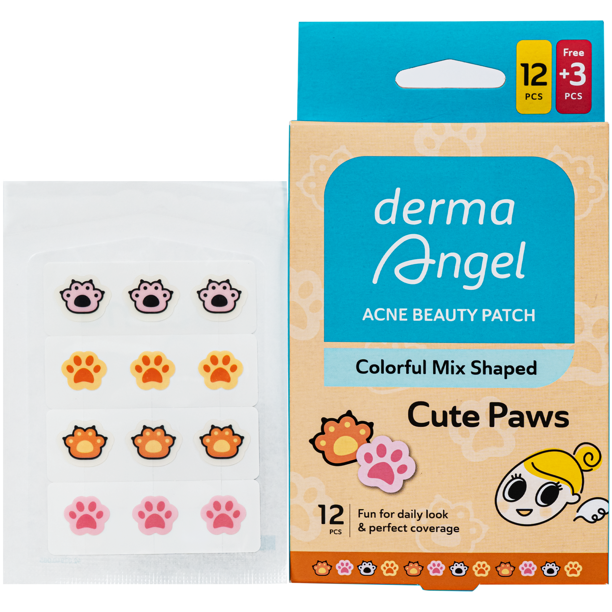 Hình ảnh Miếng Dán Mụn Derma Angel Acne Beauty Patch Cute Paws 12+3 Miếng