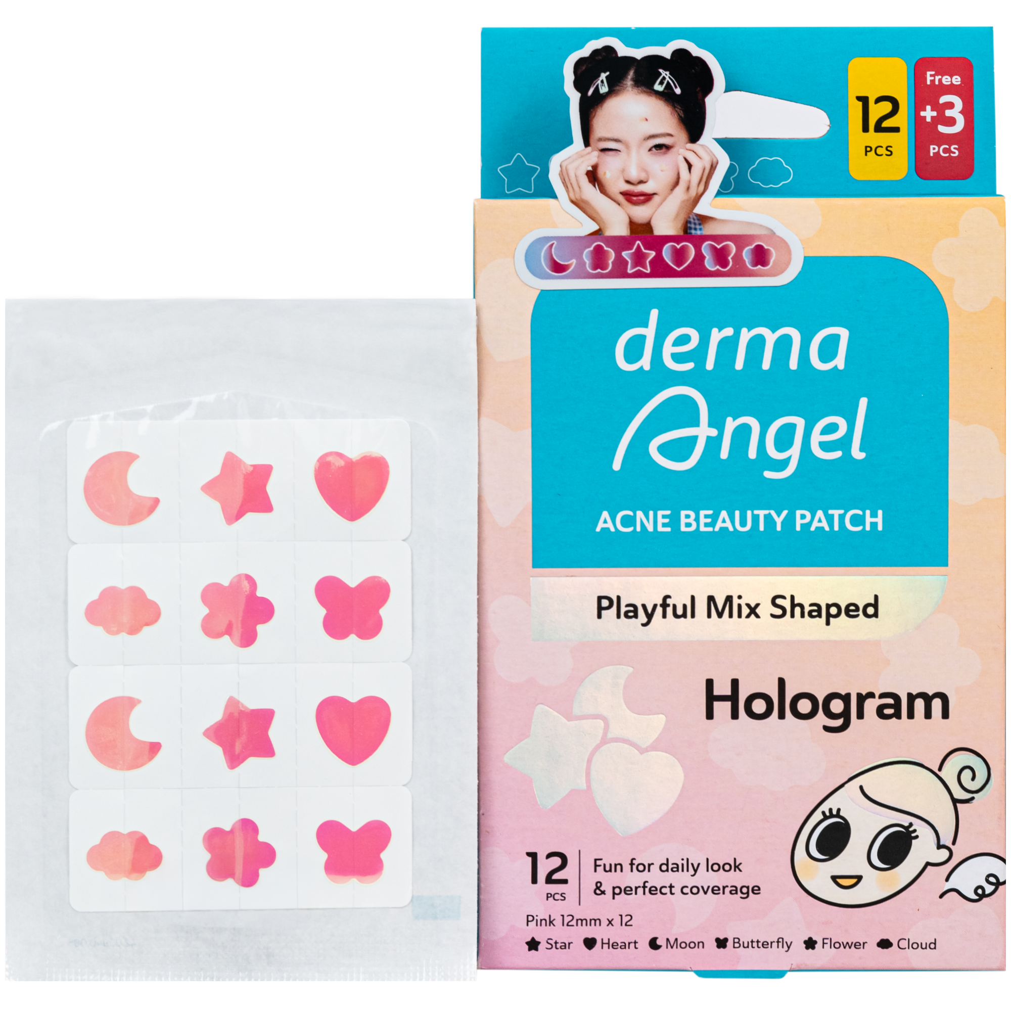 Hình ảnh Miếng Dán Mụn Derma Angel Acne Beauty Patch Hologram 12+3 Miếng