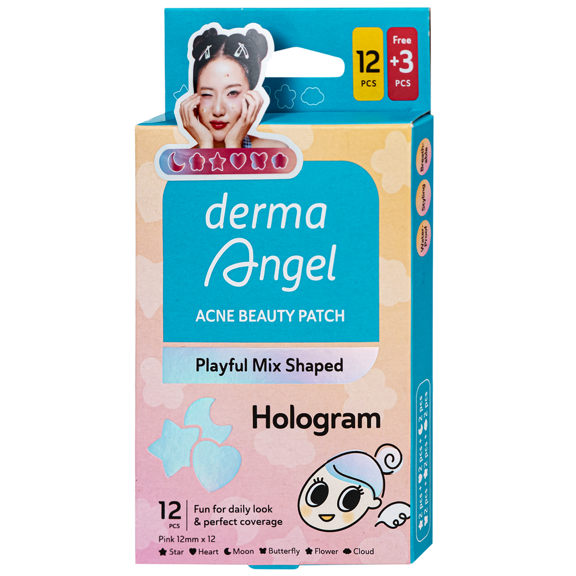 Hình ảnh Miếng Dán Mụn Derma Angel Acne Beauty Patch Hologram 12+3 Miếng