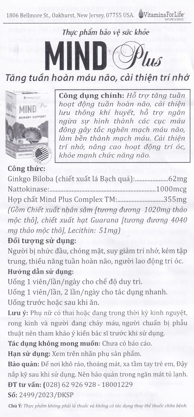 Hình ảnh Viên uống Mind Plus Vitamins For Life tăng cường tuần hoàn não, cải thiện trí nhớ (30 viên)