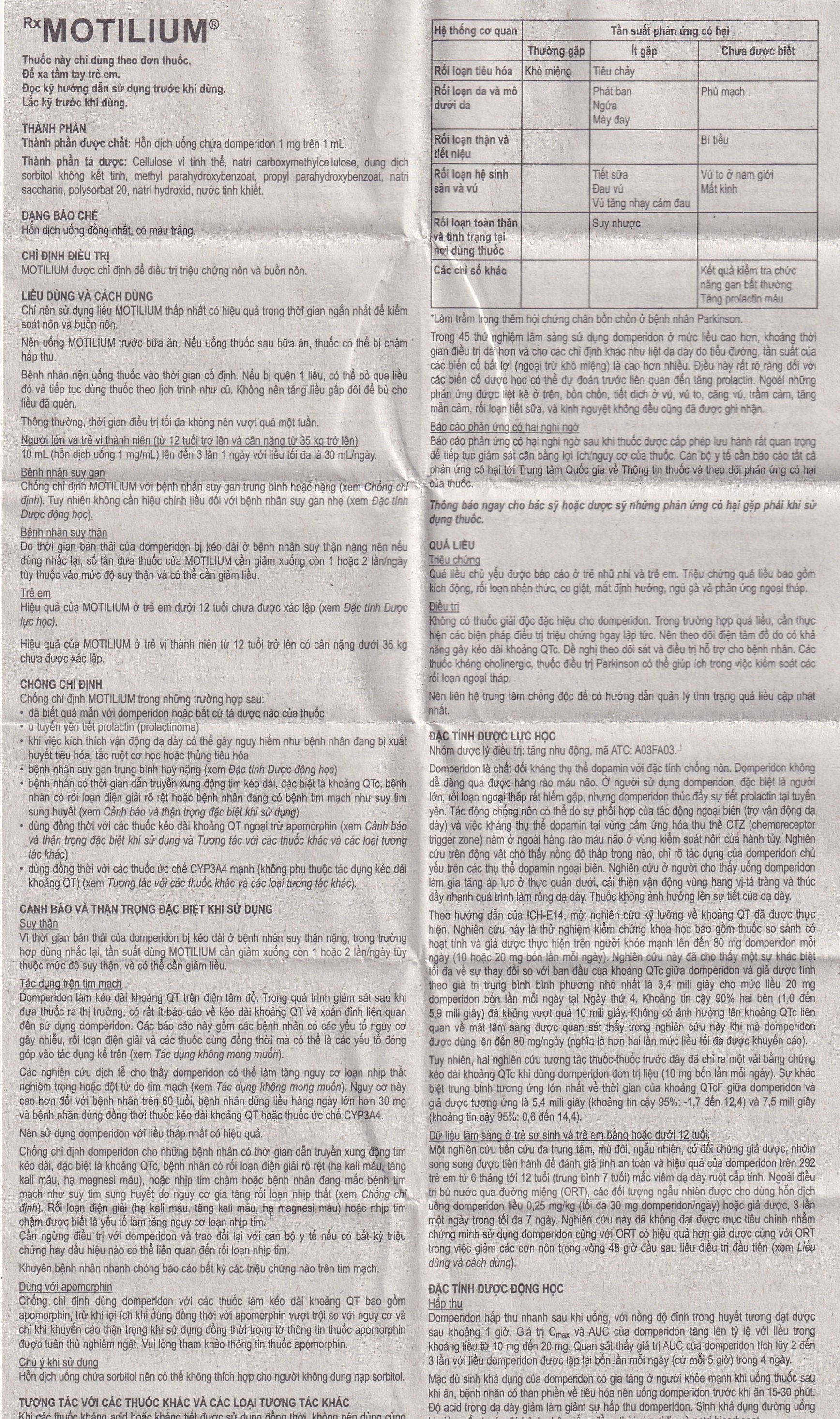 Hình ảnh Hỗn dịch uống Motilium Janssen điều trị triệu chứng nôn và buồn nôn (60ml)