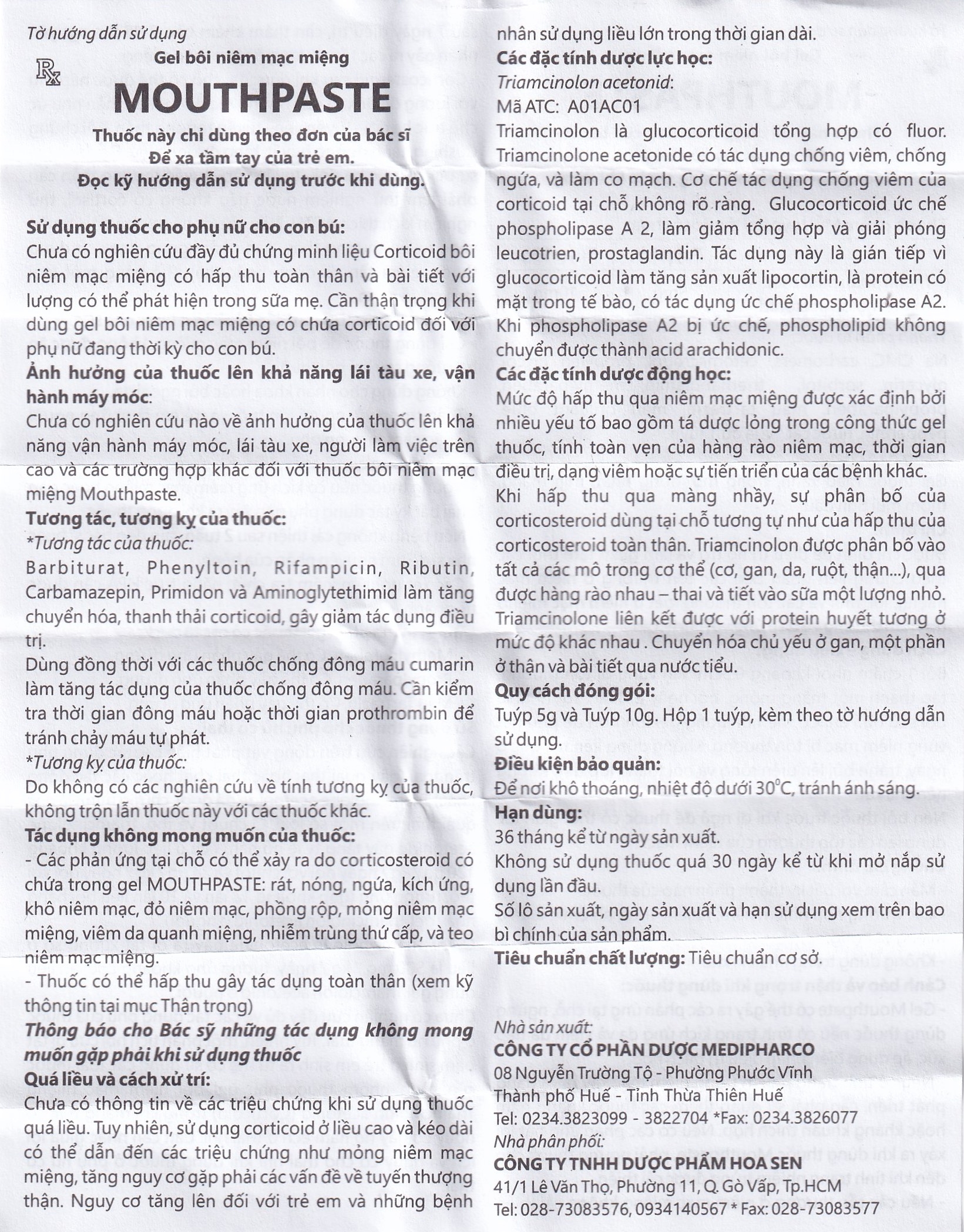 Hình ảnh Gel bôi niêm mạc miệng Mouthpaste Medipharco giảm viêm, tổn thương (5g)