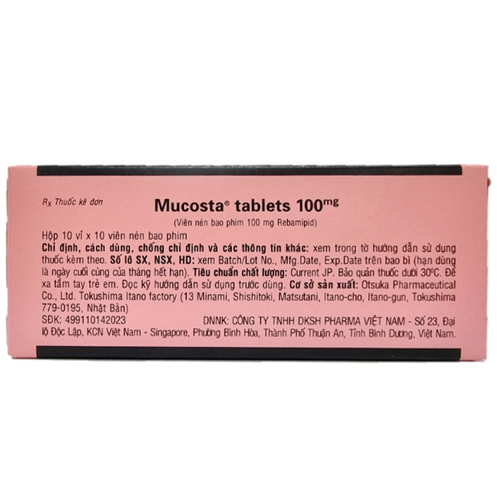 Hình ảnh Viên nén Mucosta tablets 100mg Otsuka điều trị loét dạ dày (10 vỉ x 10 viên)