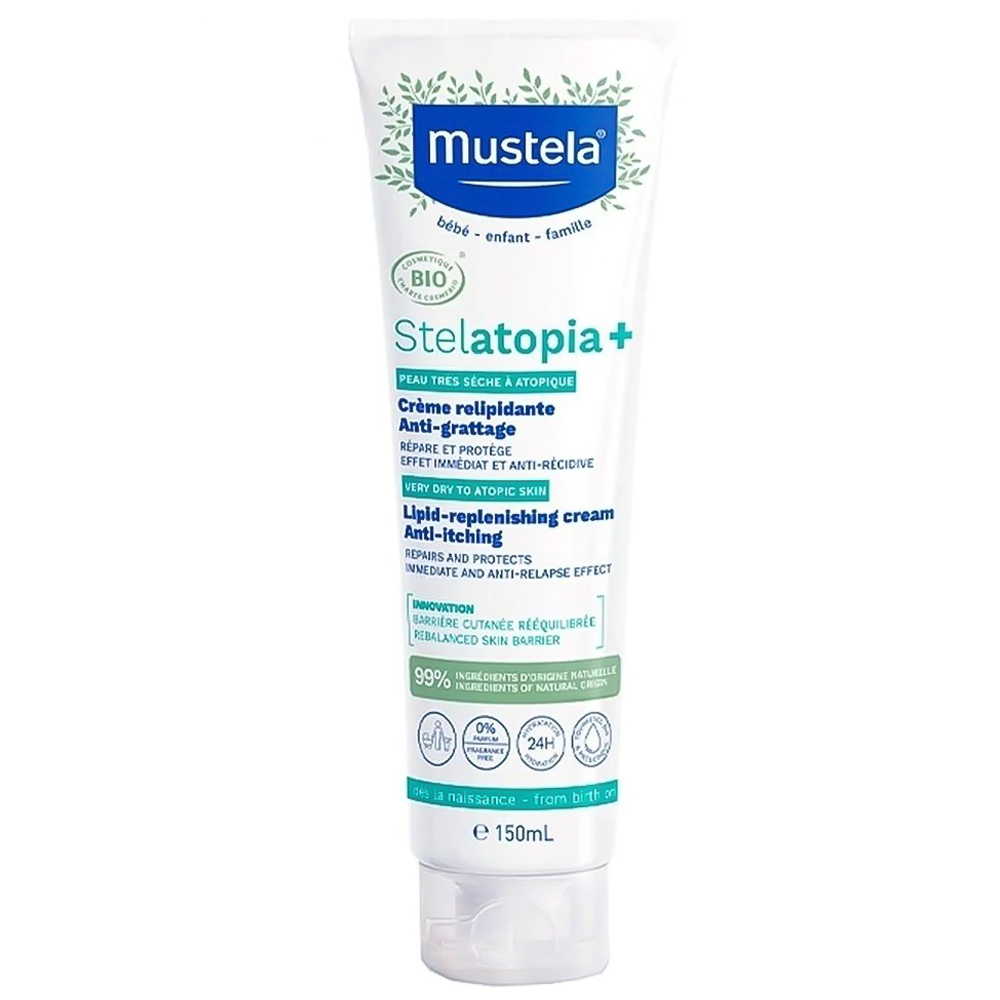 Hình ảnh Kem dưỡng ẩm Stelatopia+ Lipid-Replenishing Mustela 150ml làm dịu ngứa cho da khô, da chàm của trẻ sơ sinh